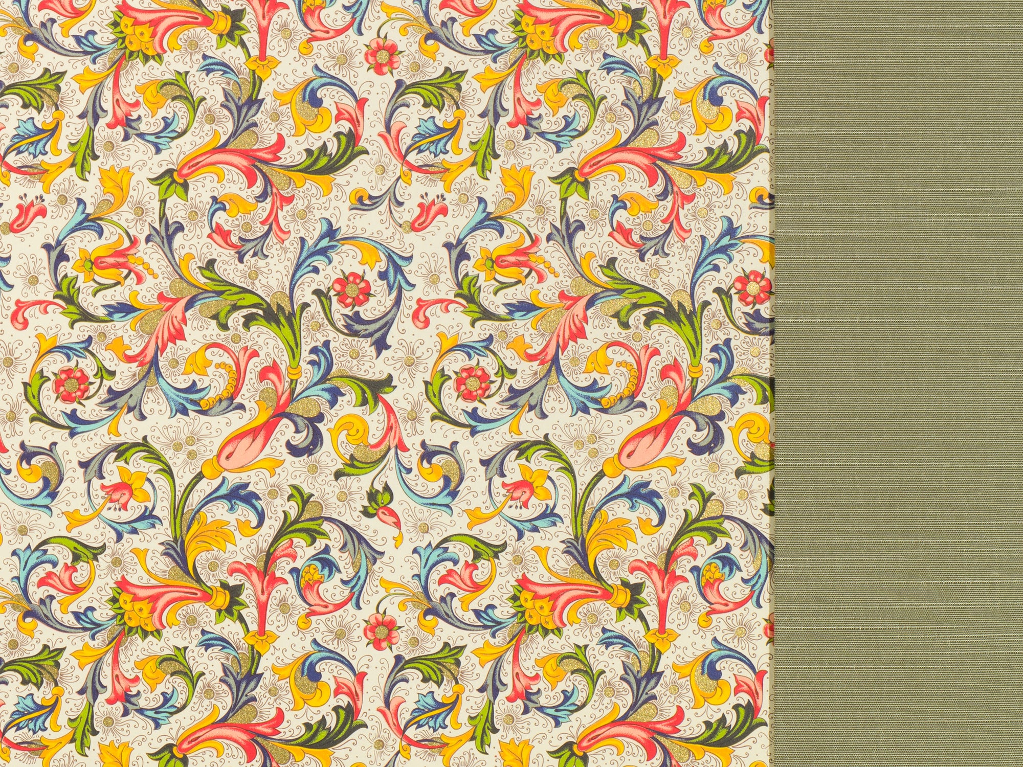 Traditional Italian Desk Blotter / Desk Pad in Green Florentine Pattern