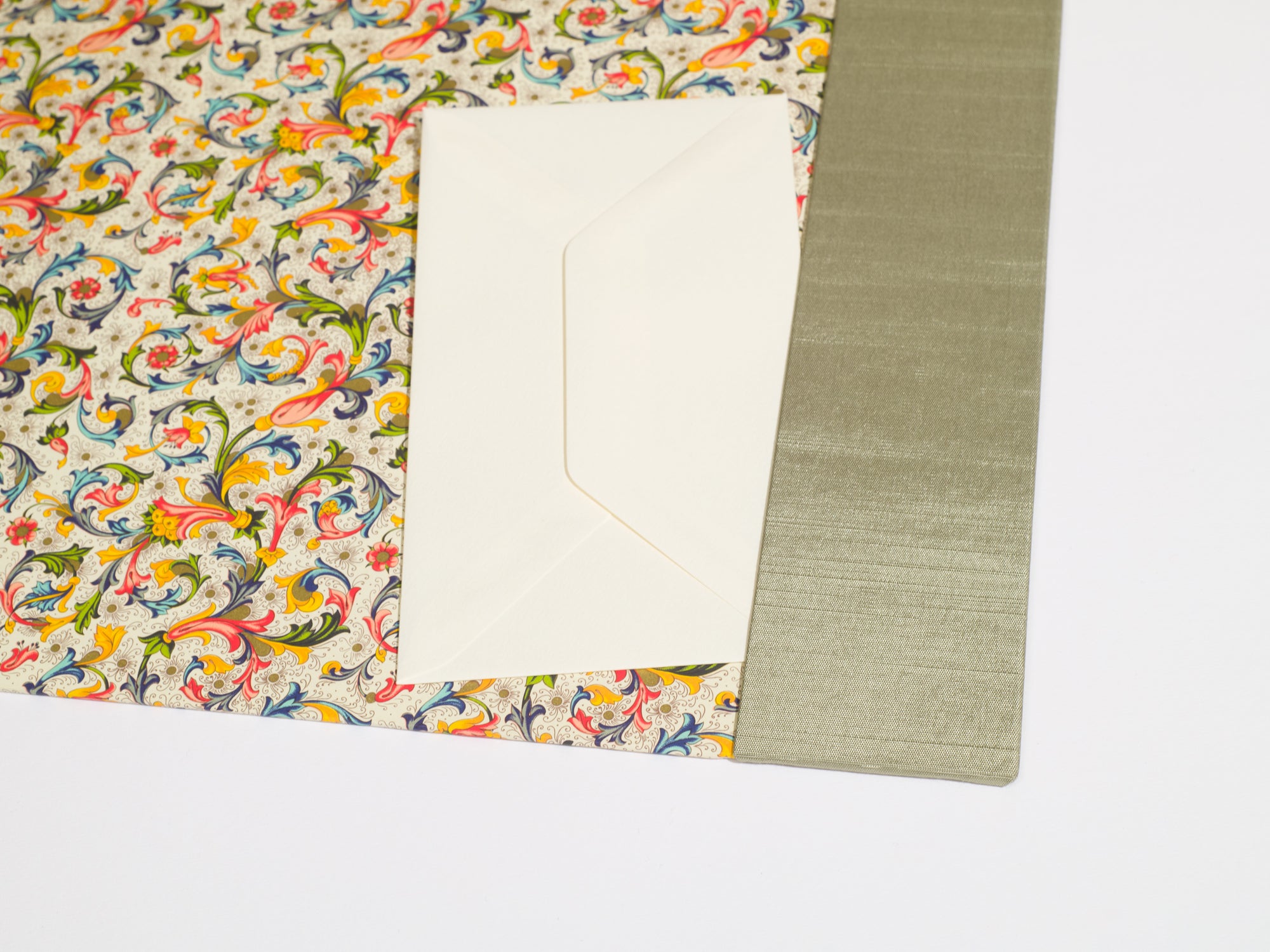 Traditional Italian Desk Blotter / Desk Pad in Green Florentine Pattern
