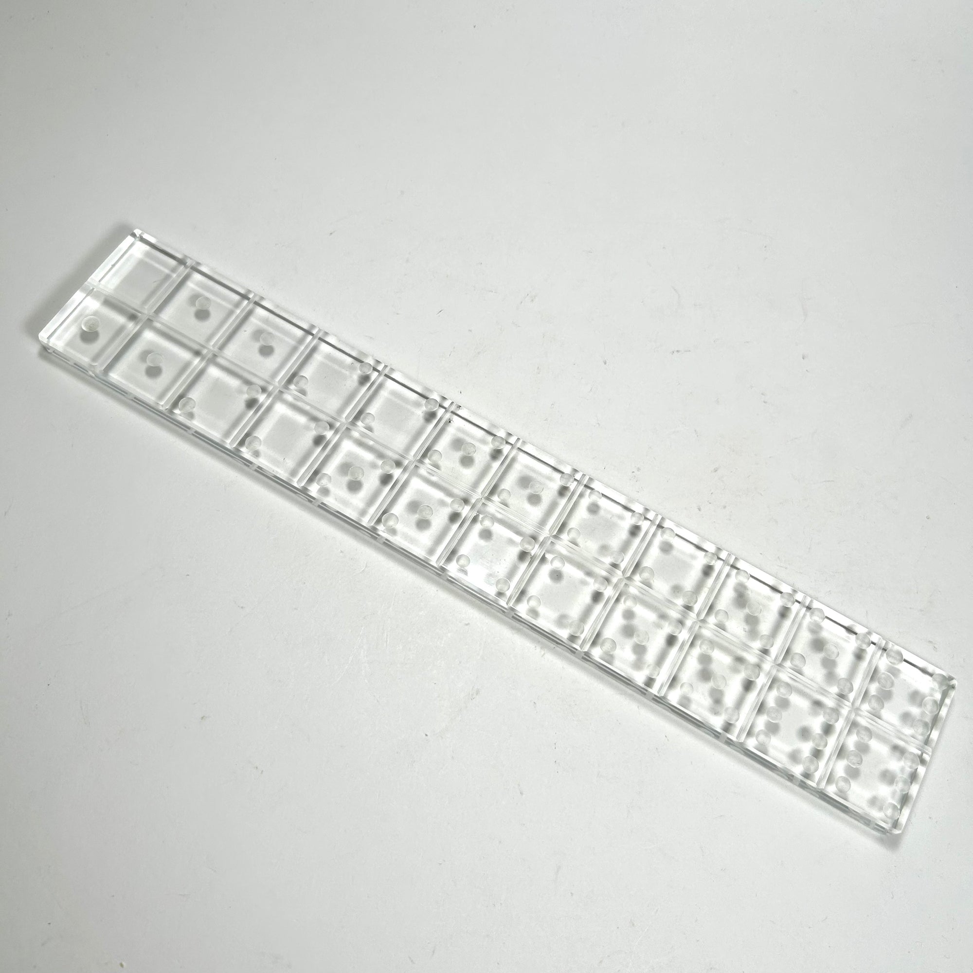 Clear Glass Domino Inspired Paperweight and Ruler