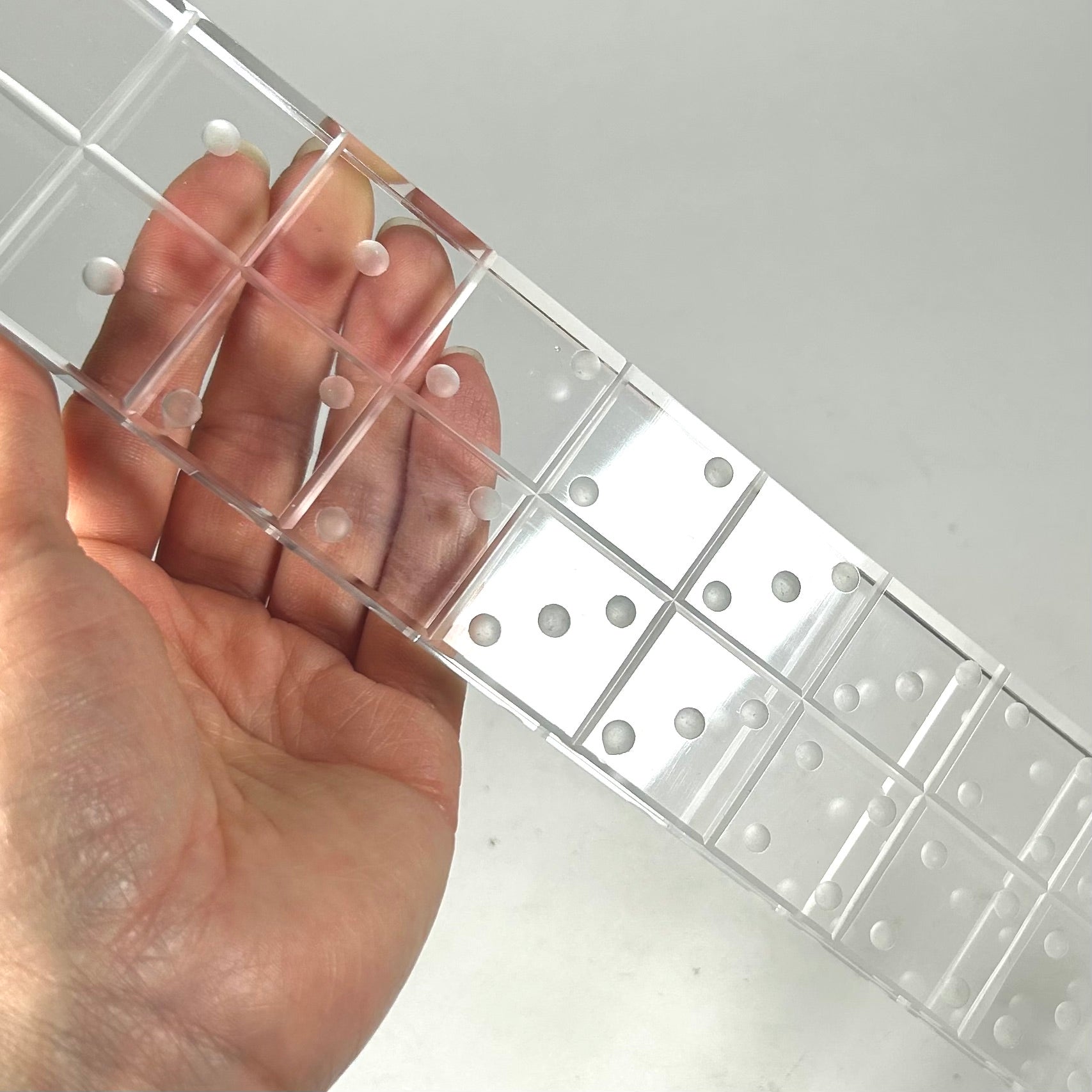 Clear Glass Domino Inspired Paperweight and Ruler