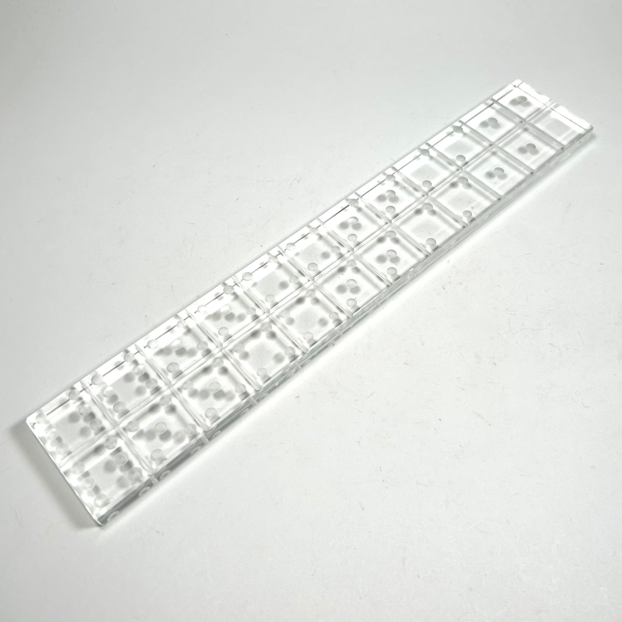 Clear Glass Domino Inspired Paperweight and Ruler