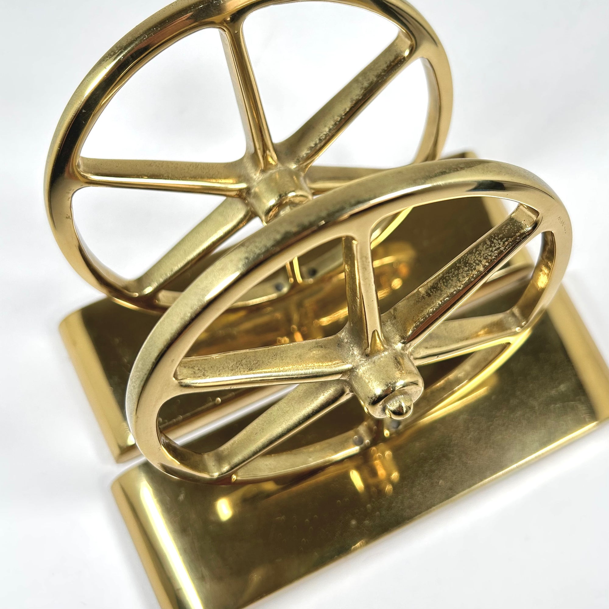 Vintage Classic Brass Wheel Bookends
