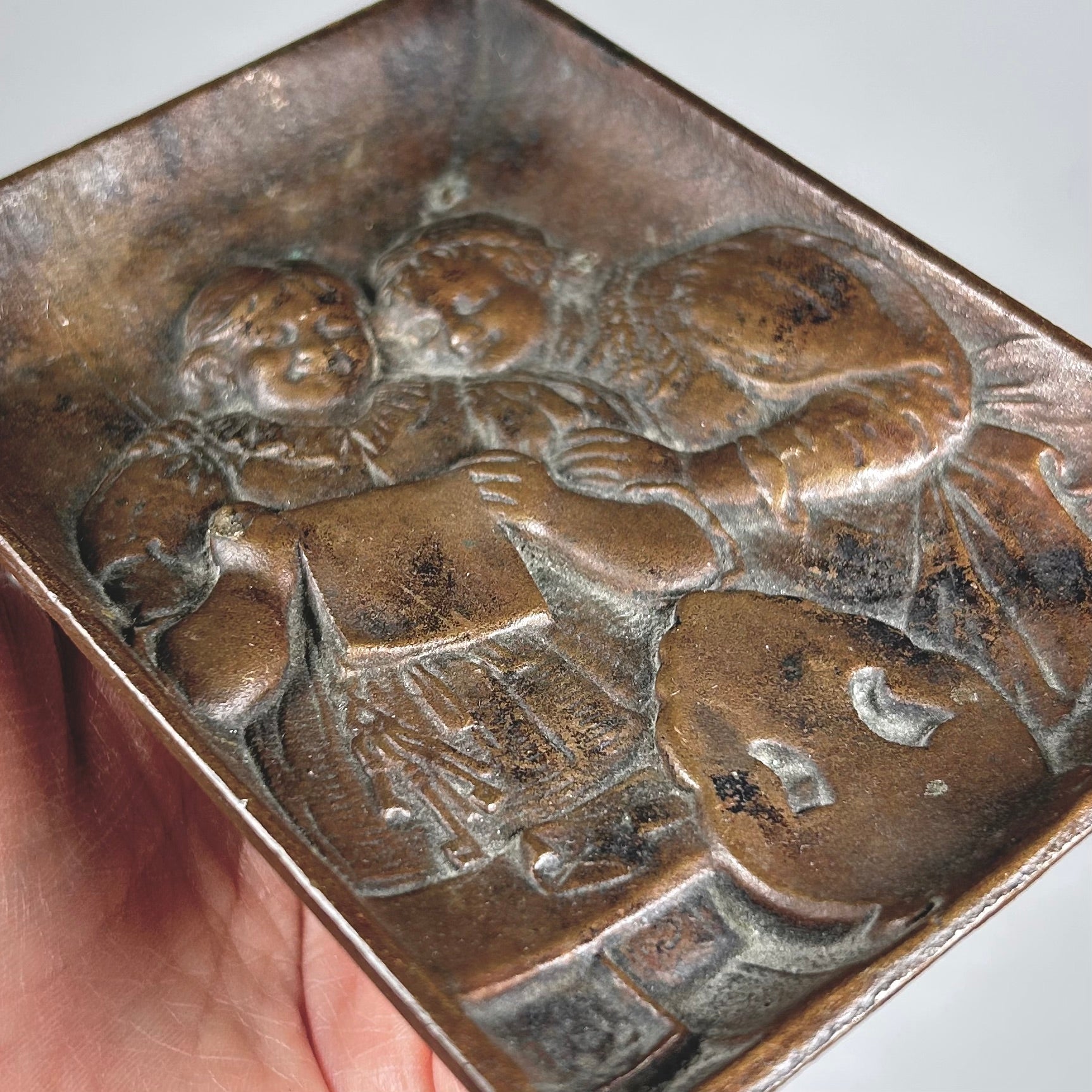 Vintage Metal Trinket Dish with Two Women