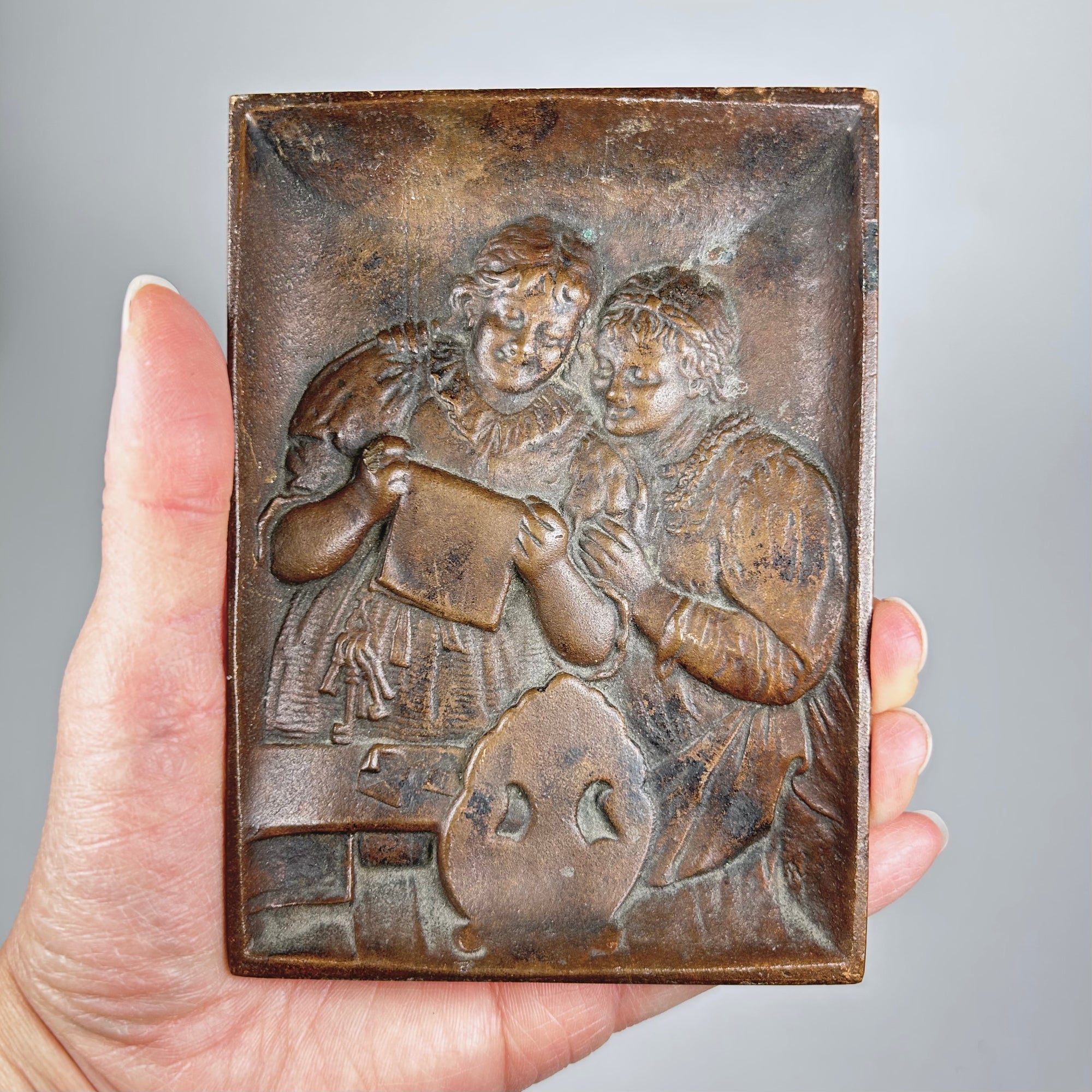 Vintage Metal Trinket Dish with Two Women