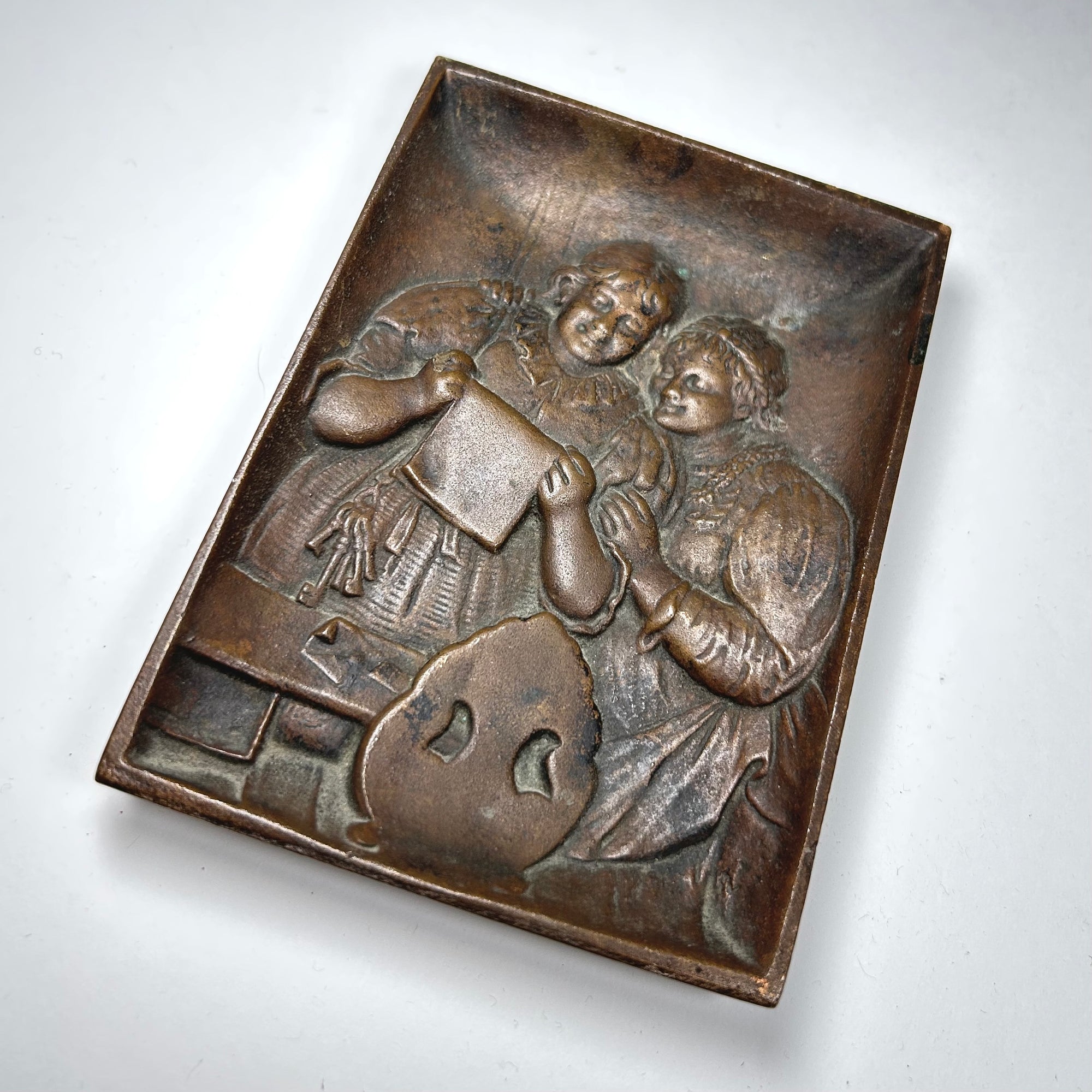 Vintage Metal Trinket Dish with Two Women