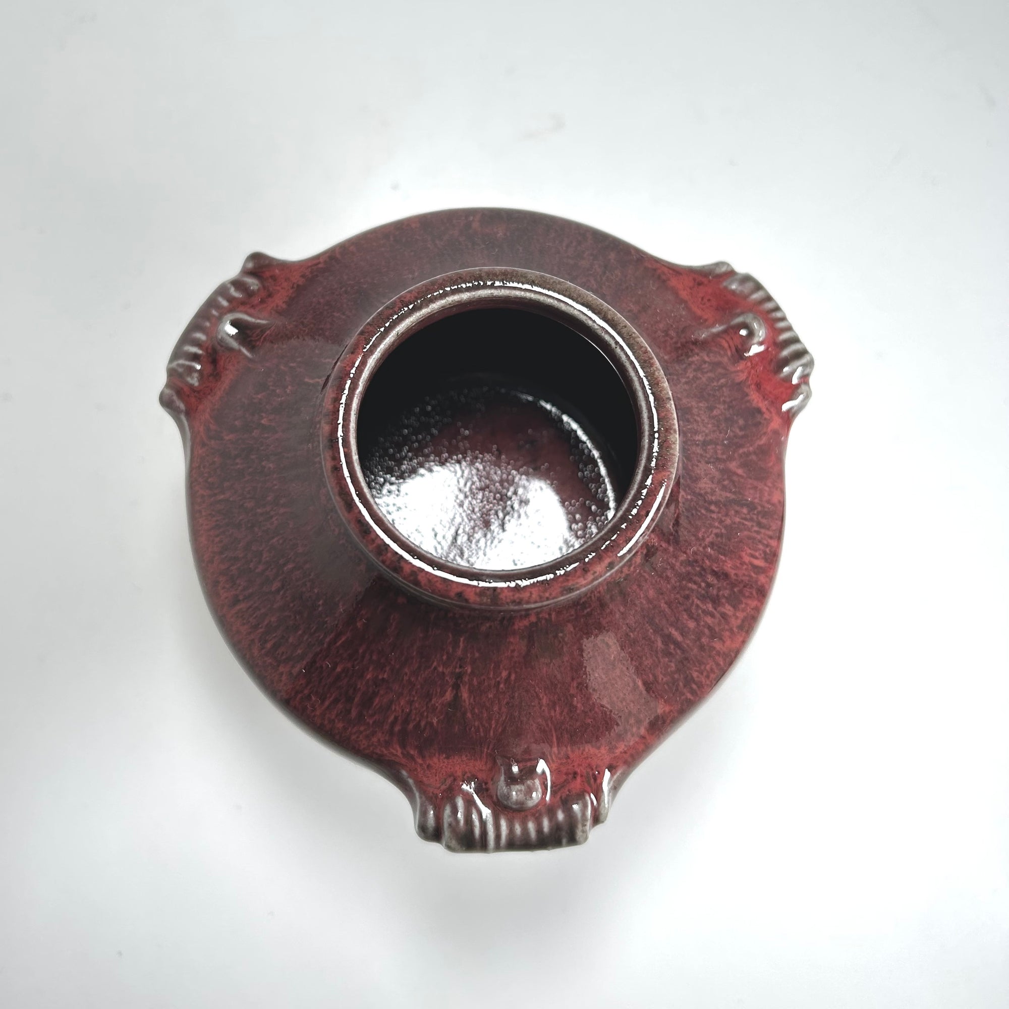 Art Pottery Urn Shaped Vase in Flambe Red Glaze and Tan