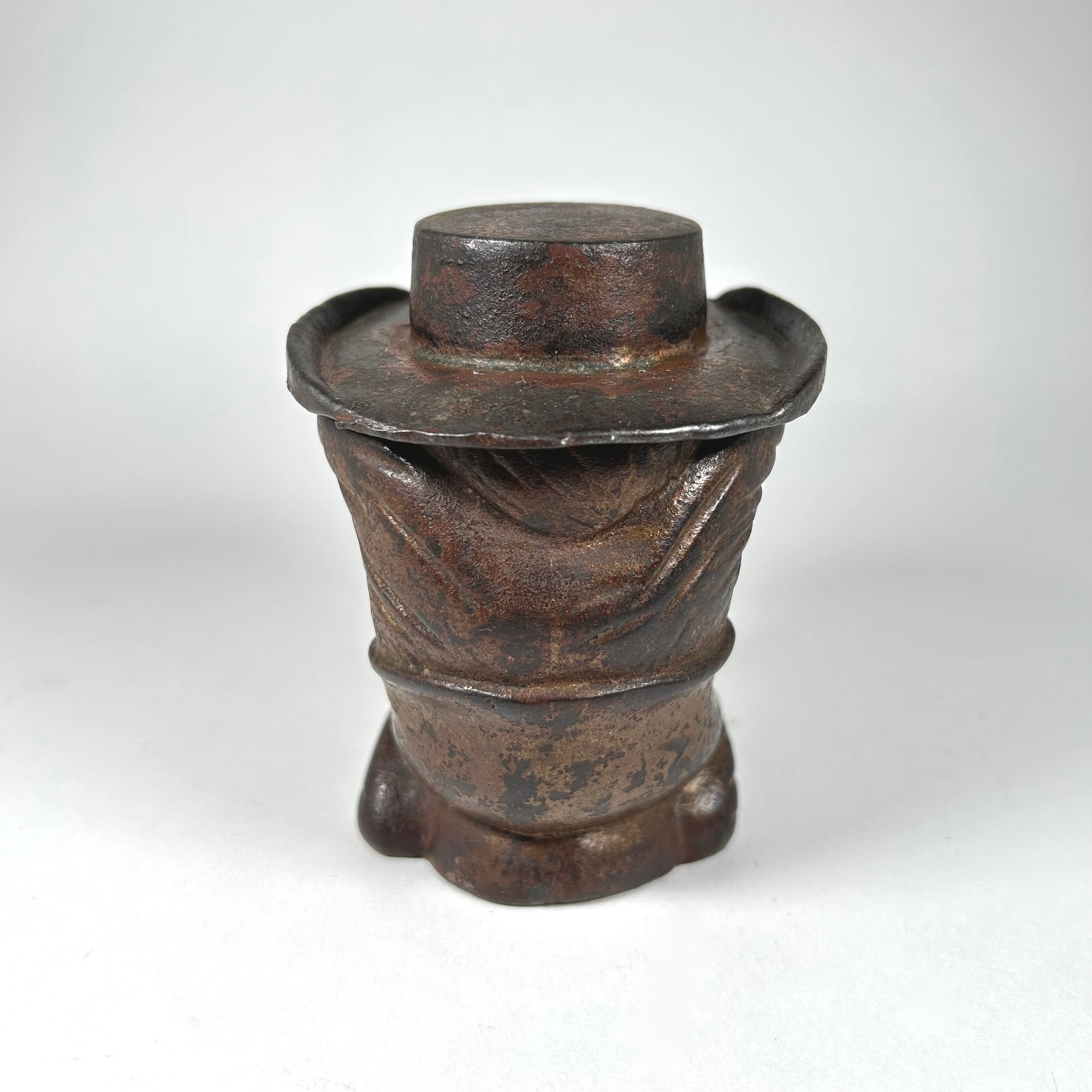 Humorous Cast Iron Man's Head with Big Nose Small Body Snuff Box
