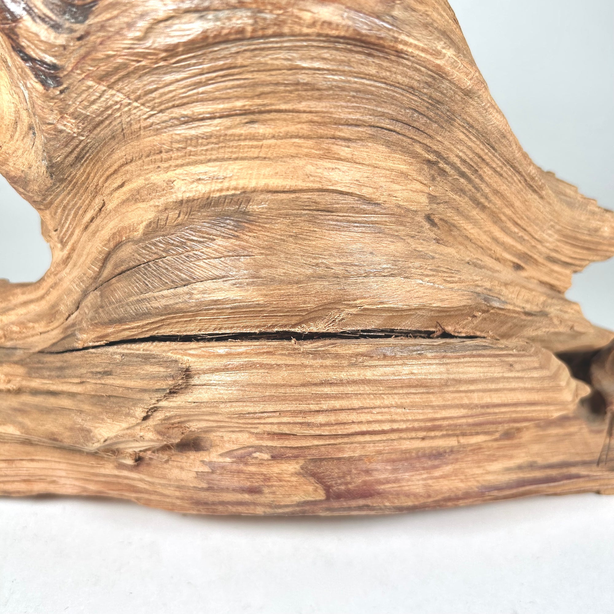 Hand Carved Rustic Wood Buddha with Happy Expression
