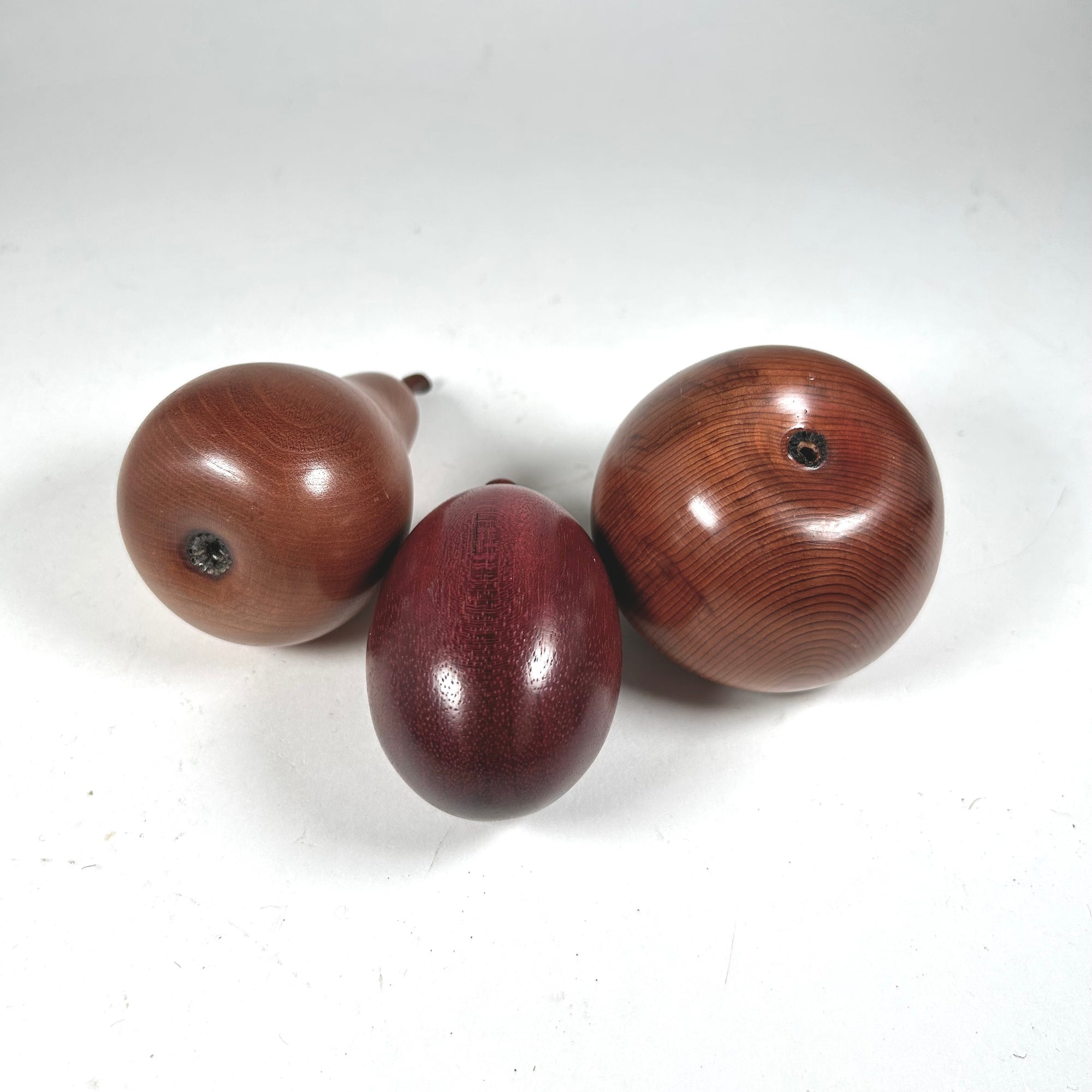 Faux Wood Fruit Set - Apple, Pear, and Plum