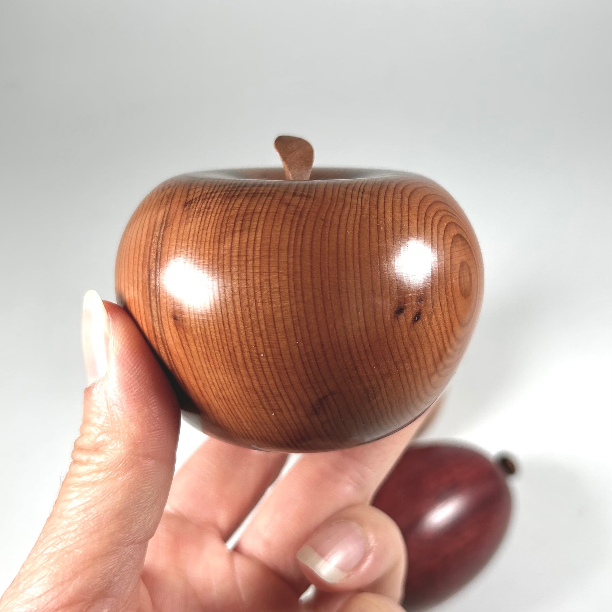 Faux Wood Fruit Set - Apple, Pear, and Plum