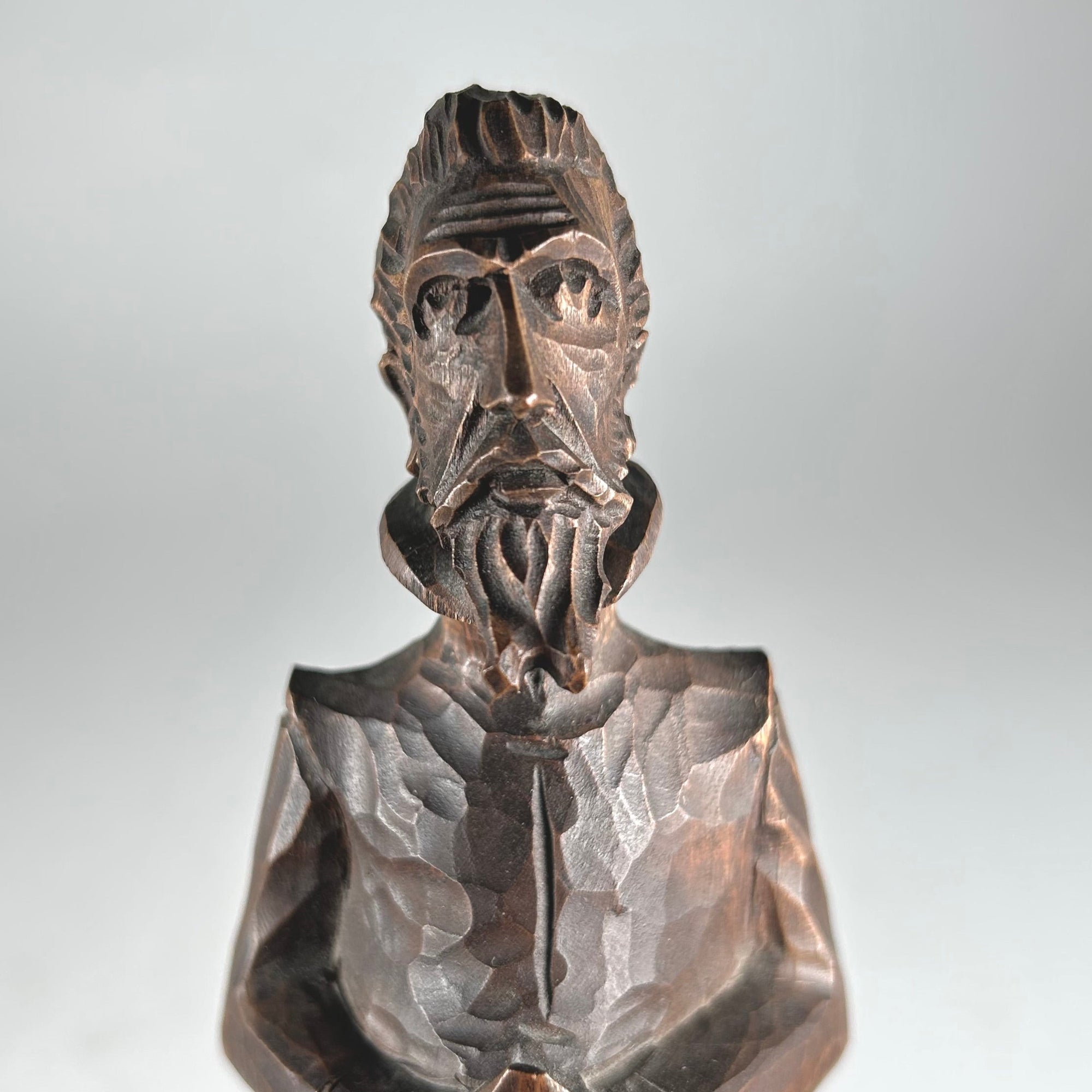 Cervantes Figure Standing on a Book Elongated Carved Wood