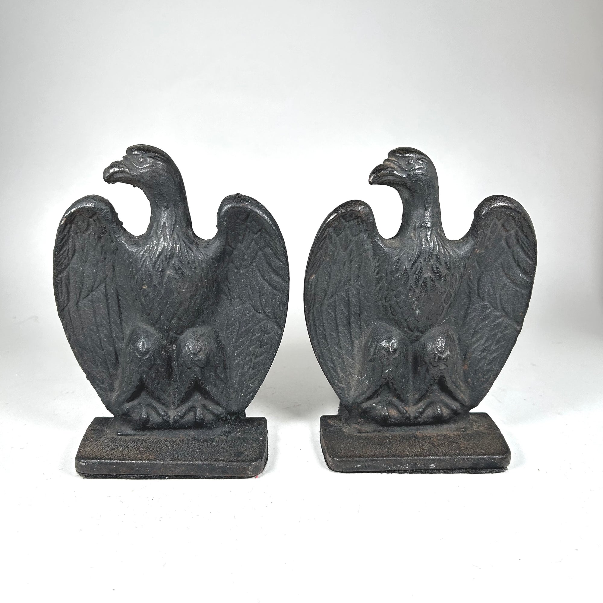 Vintage Cast Iron Eagle Bookends in Dark Grey