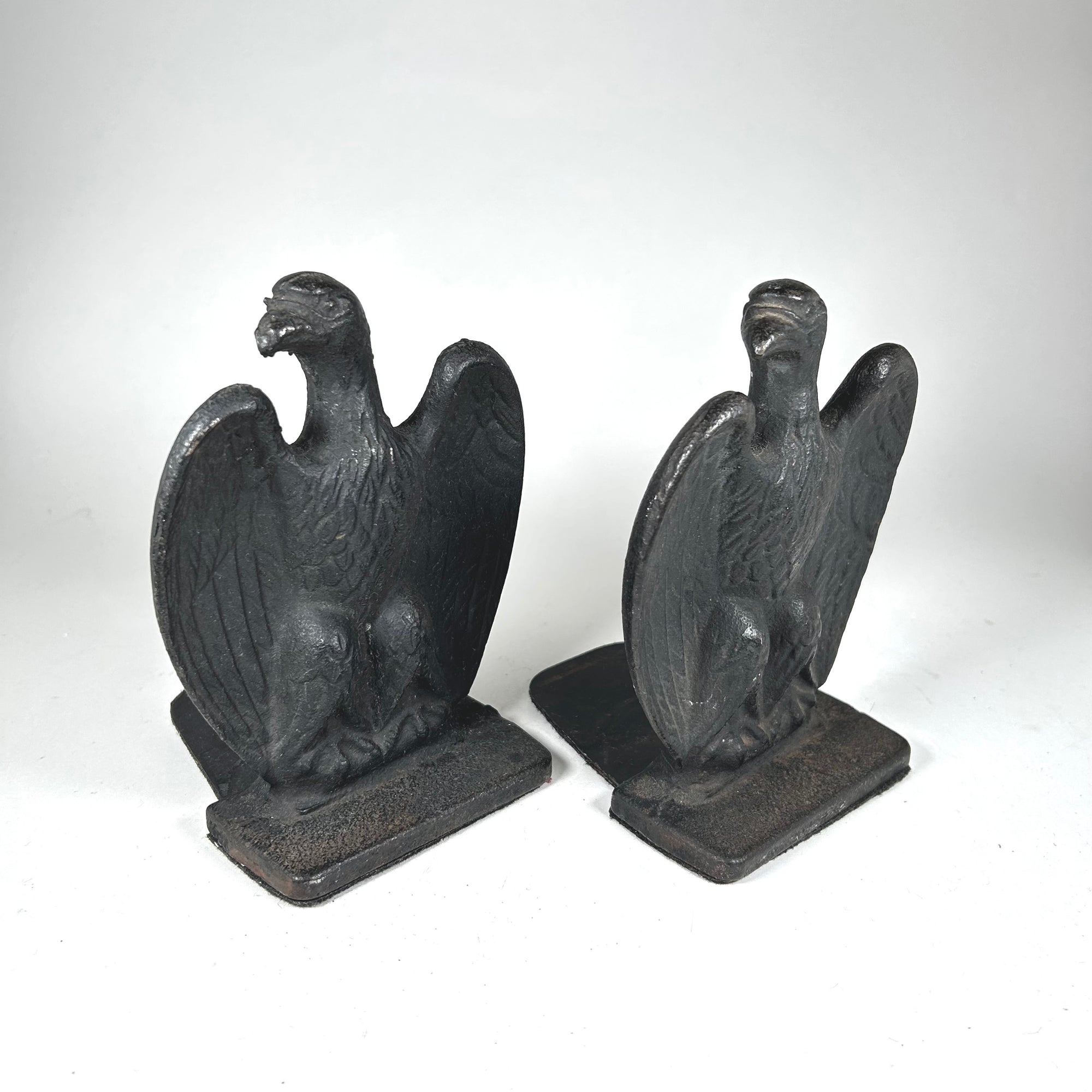 Vintage Cast Iron Eagle Bookends in Dark Grey