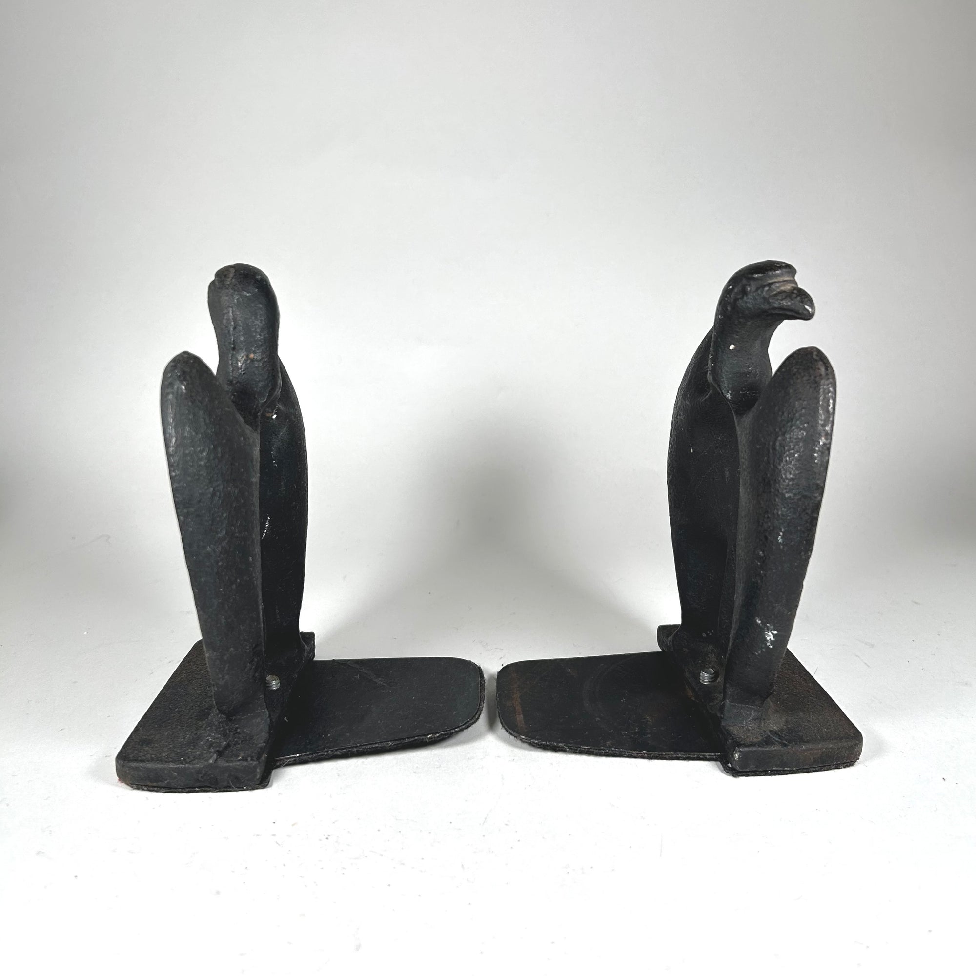 Vintage Cast Iron Eagle Bookends in Dark Grey