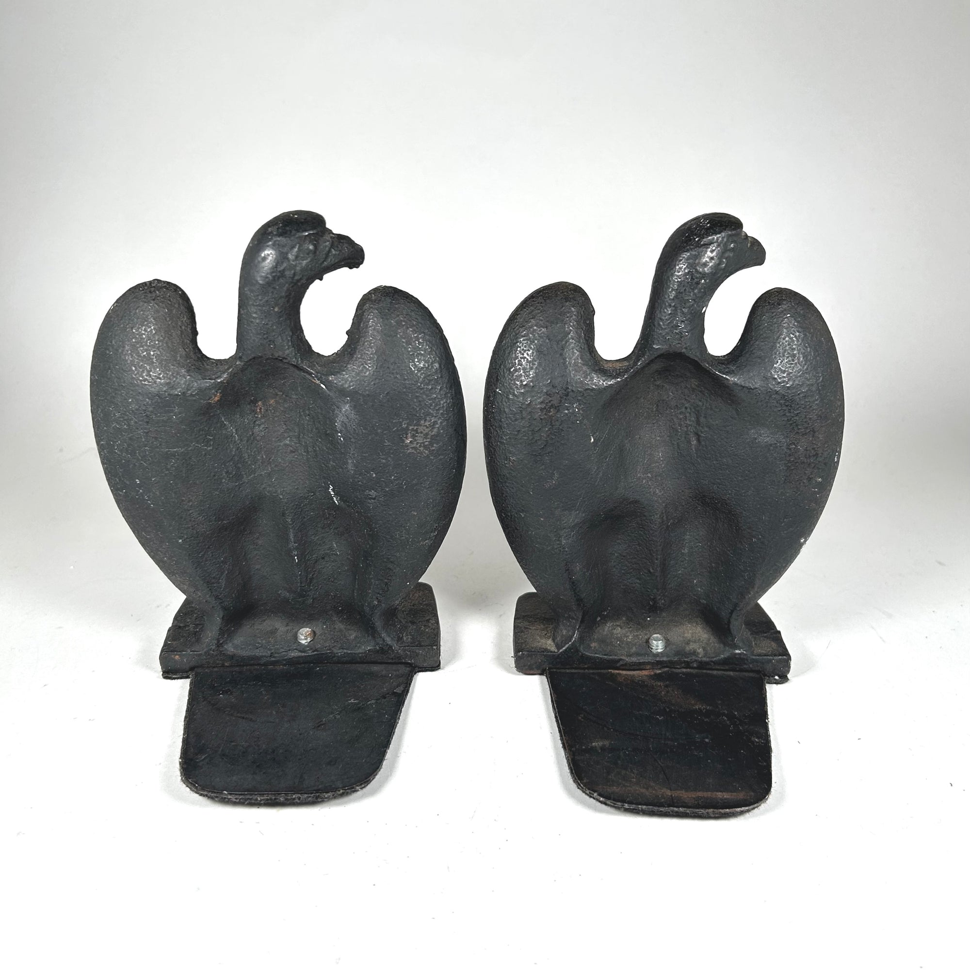 Vintage Cast Iron Eagle Bookends in Dark Grey