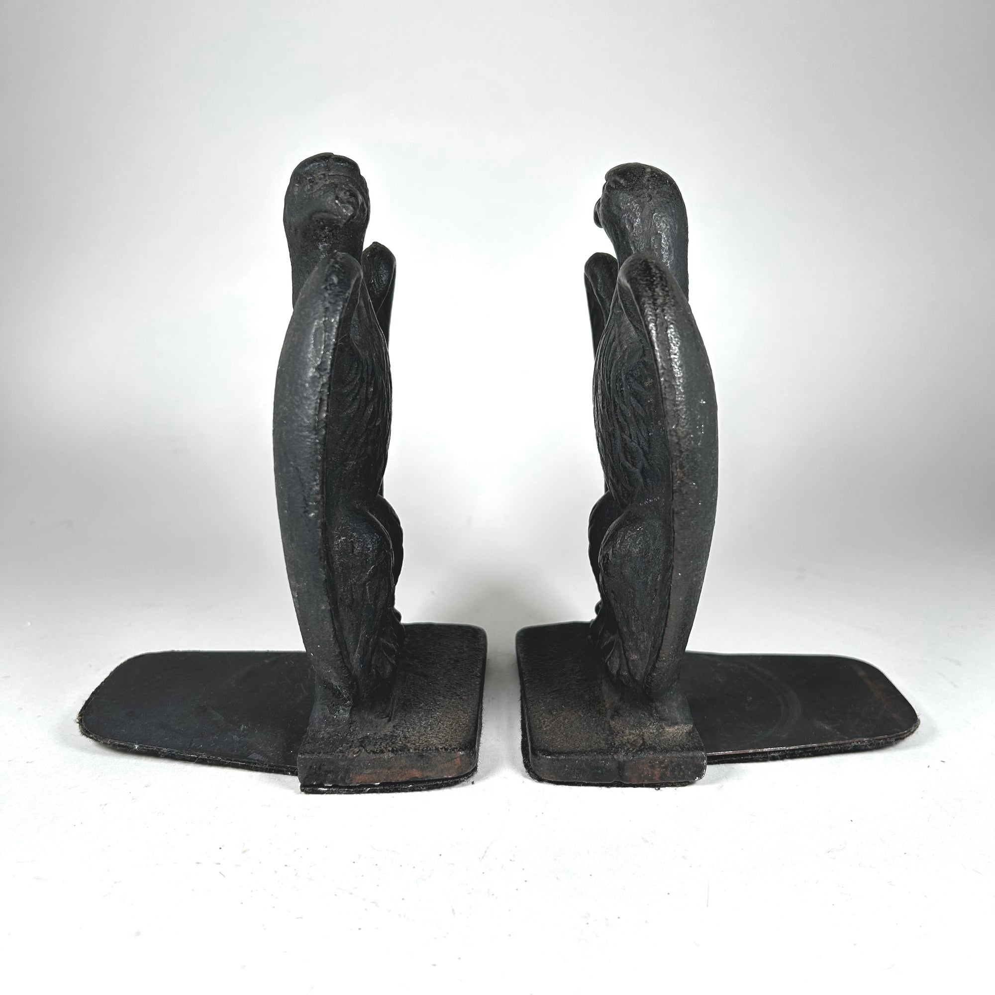 Vintage Cast Iron Eagle Bookends in Dark Grey