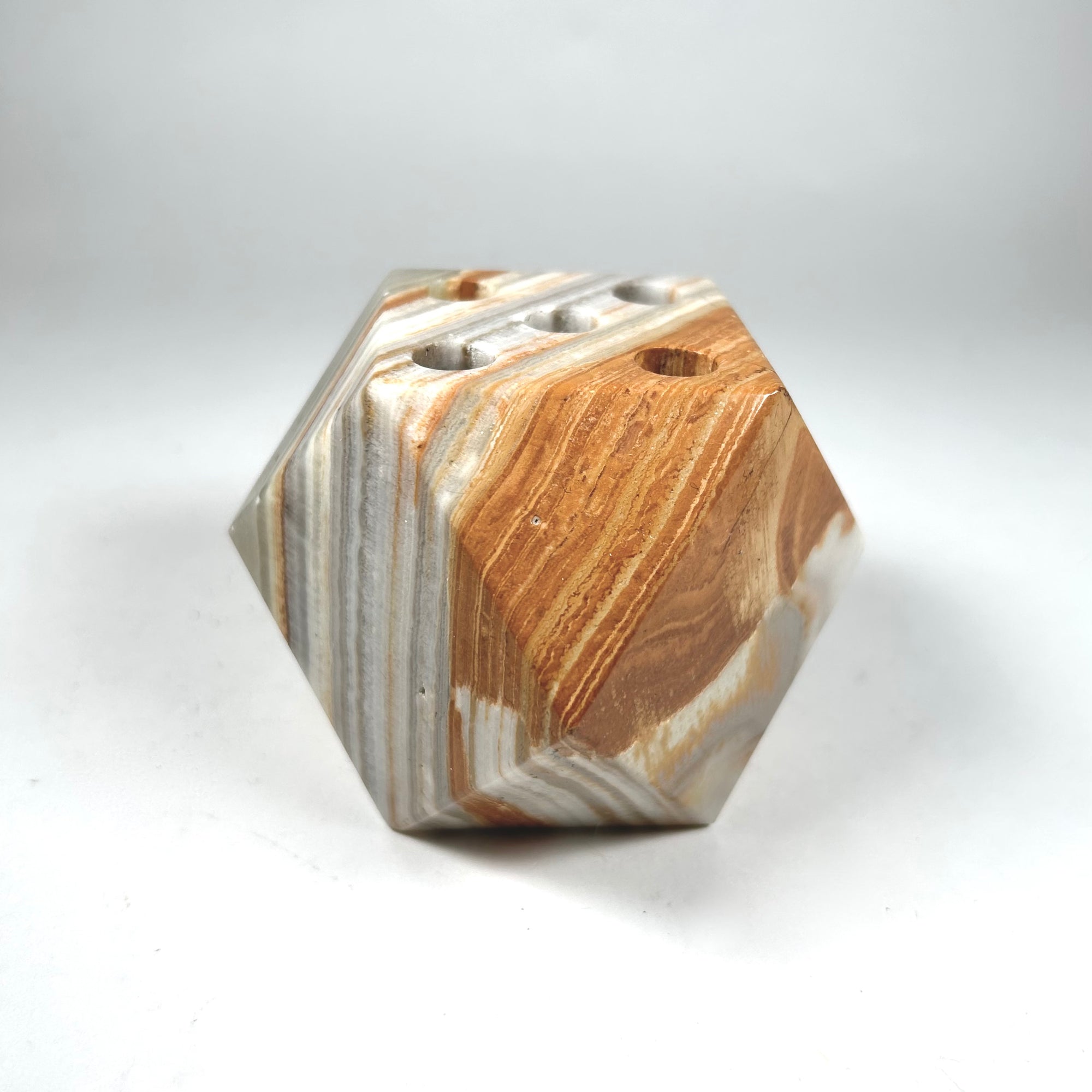 Vintage Agate Pen Holder in a Geometric Shaped