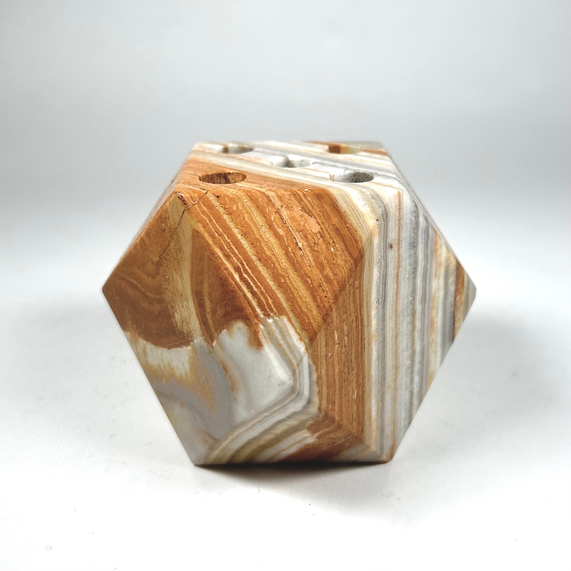 Vintage Agate Pen Holder in a Geometric Shaped