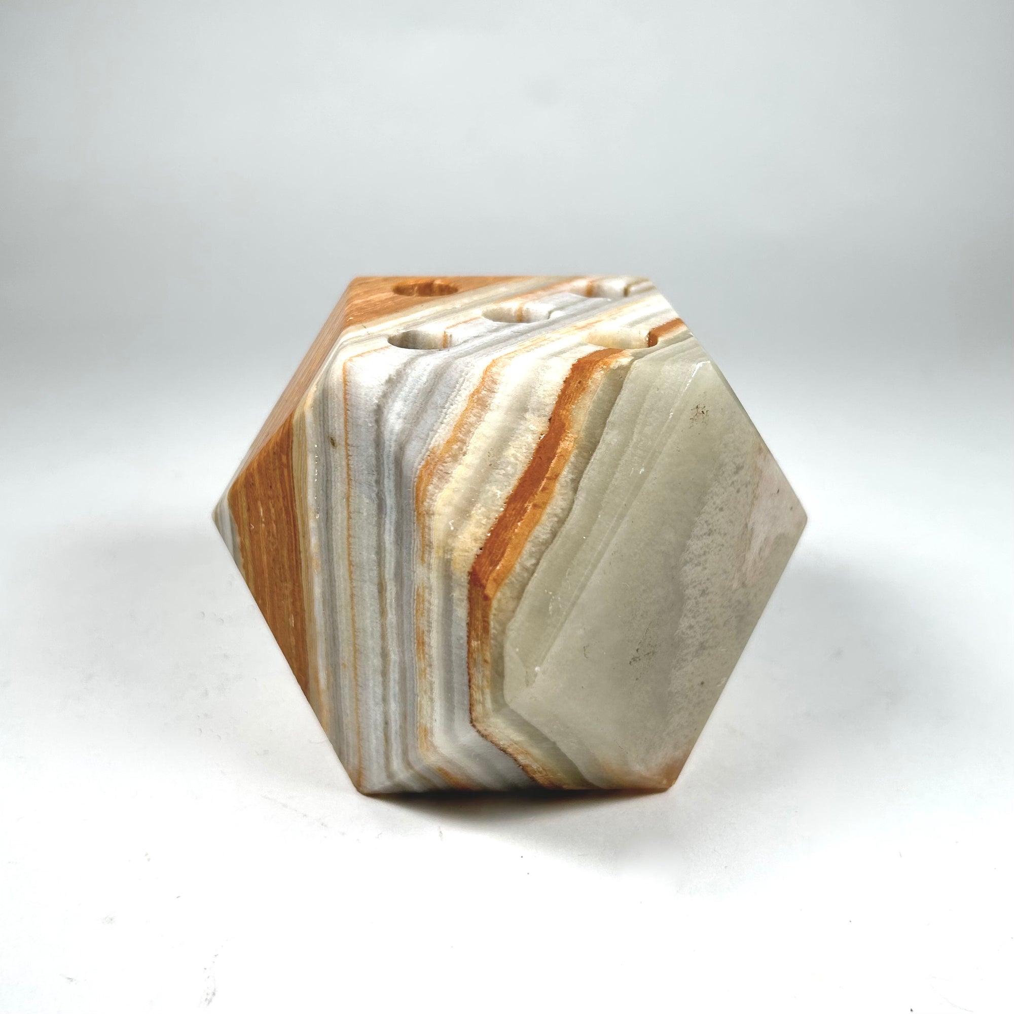 Vintage Agate Pen Holder in a Geometric Shaped