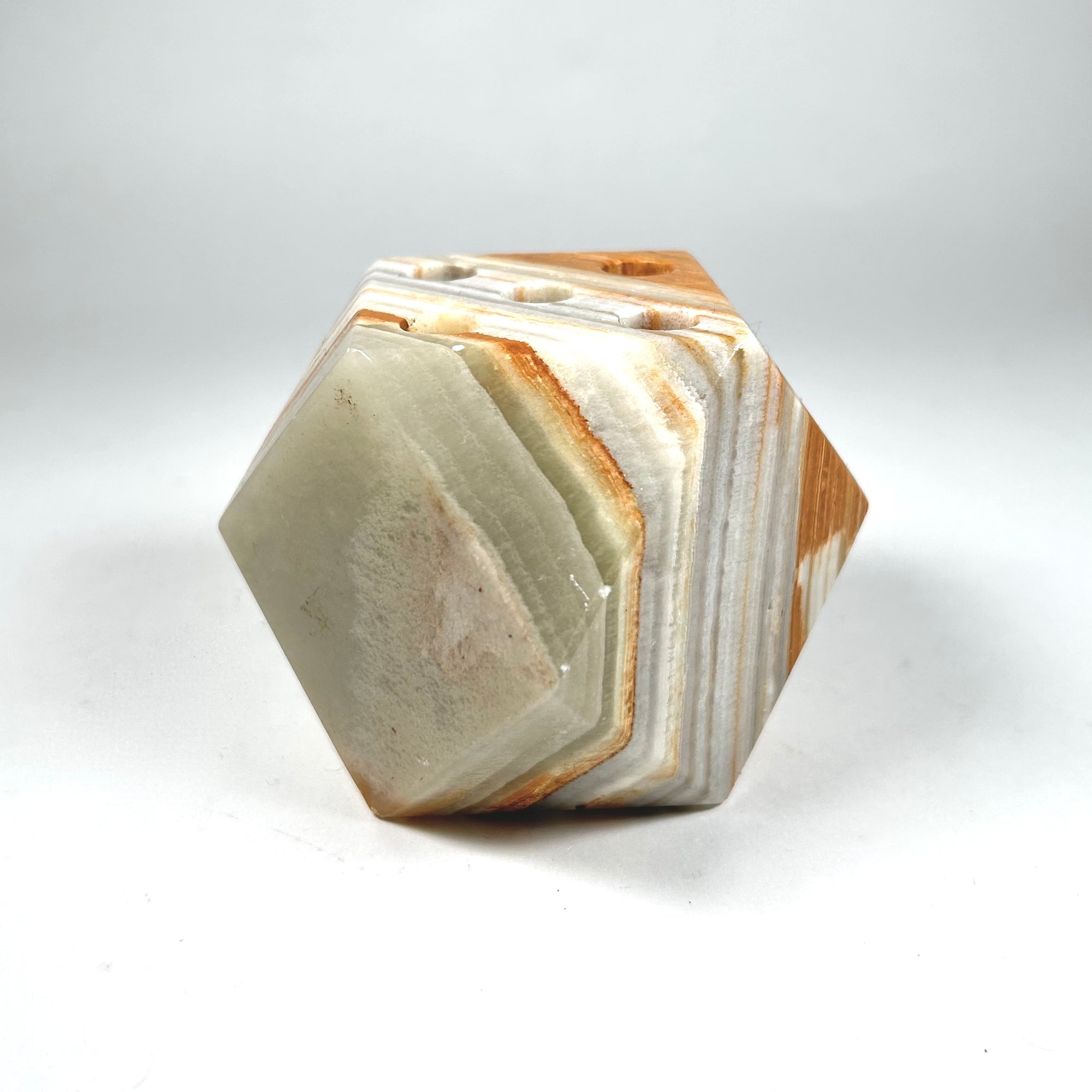 Vintage Agate Pen Holder in a Geometric Shaped