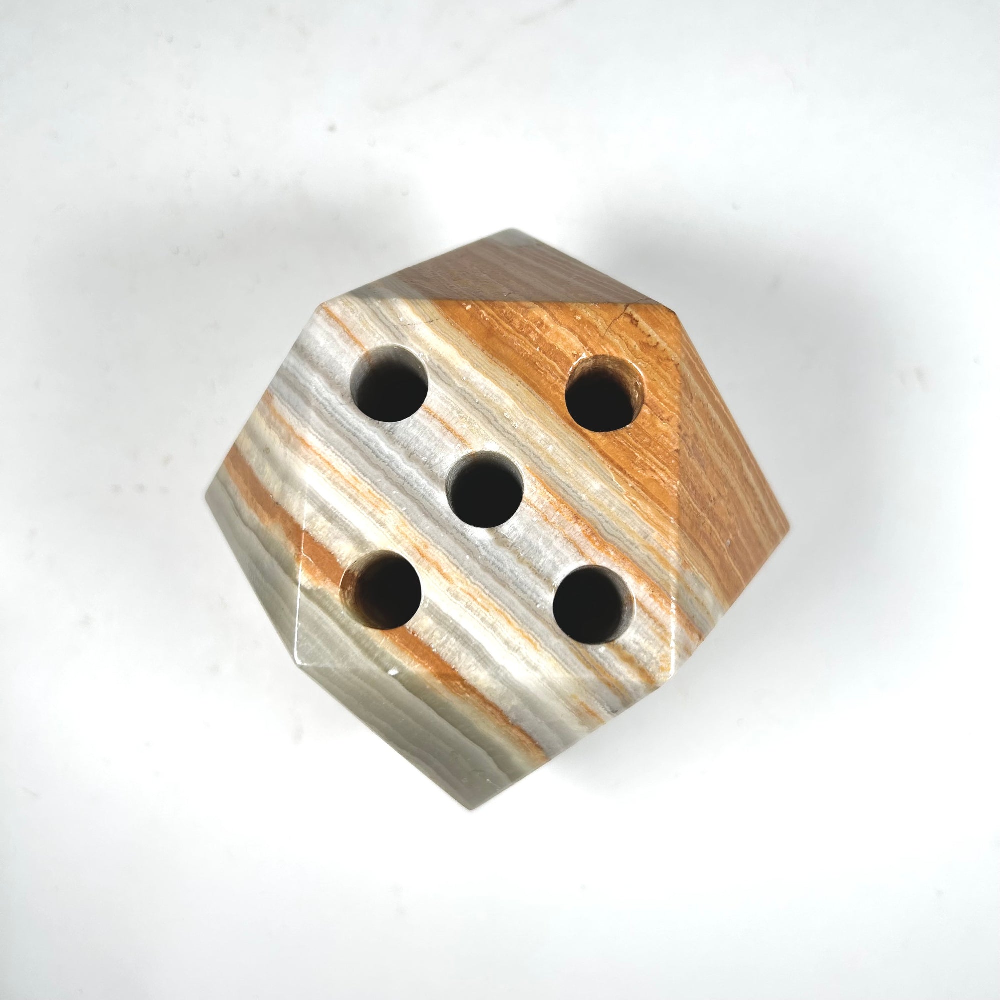 Vintage Agate Pen Holder in a Geometric Shaped