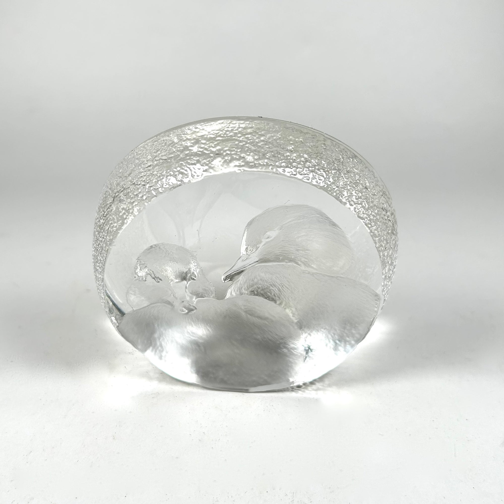 Mats Jonasson Crystal Paperweight with Two Duck