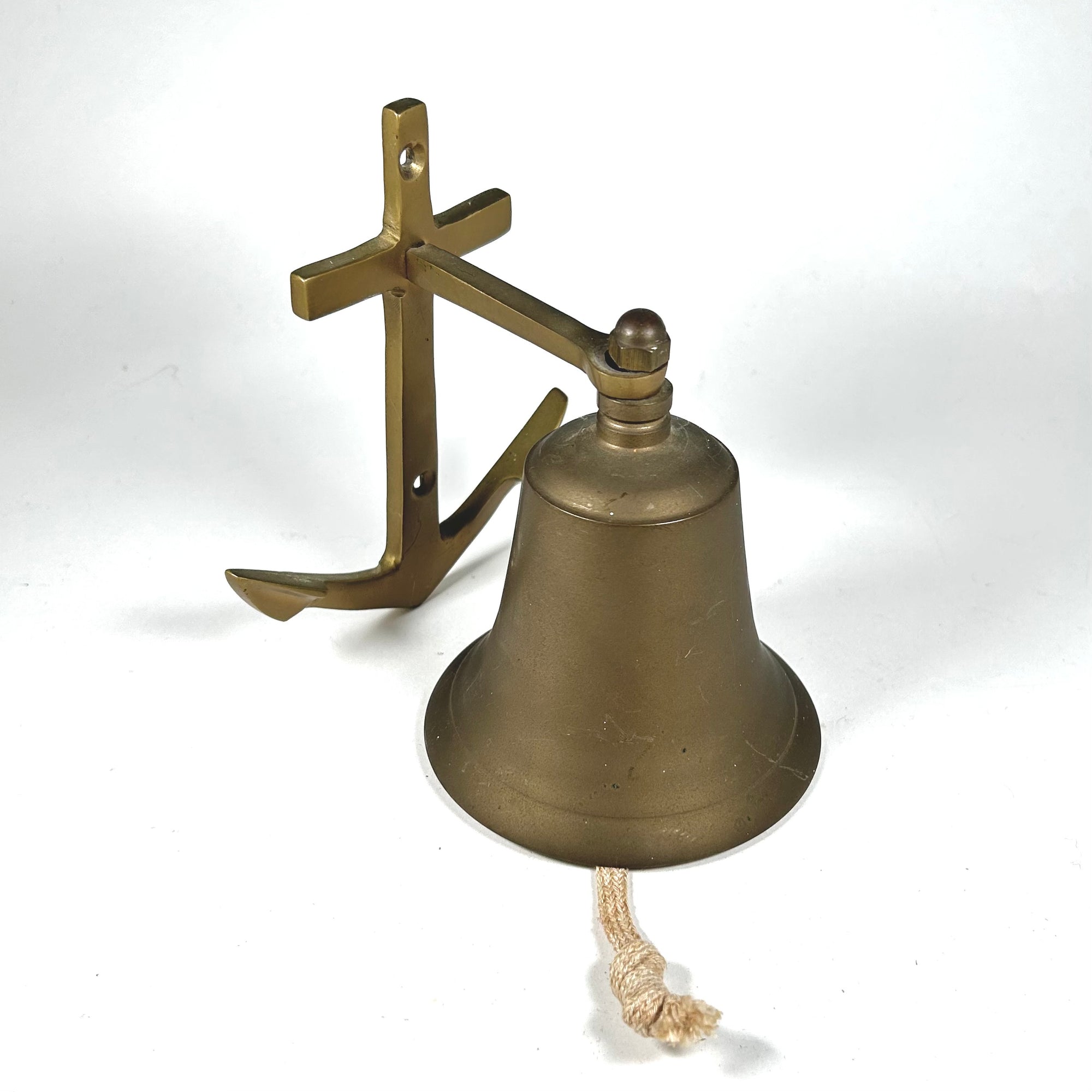 Vintage Wall Mounted Brass Bell with Anchor