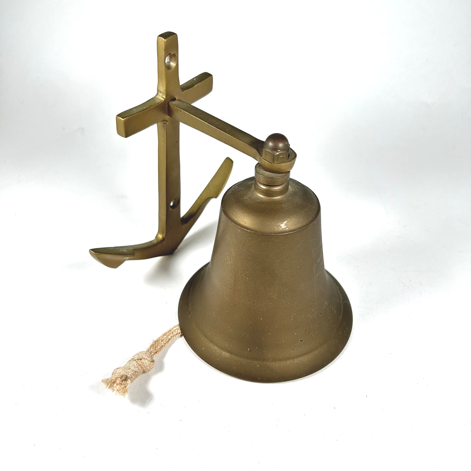 Vintage Wall Mounted Brass Bell with Anchor