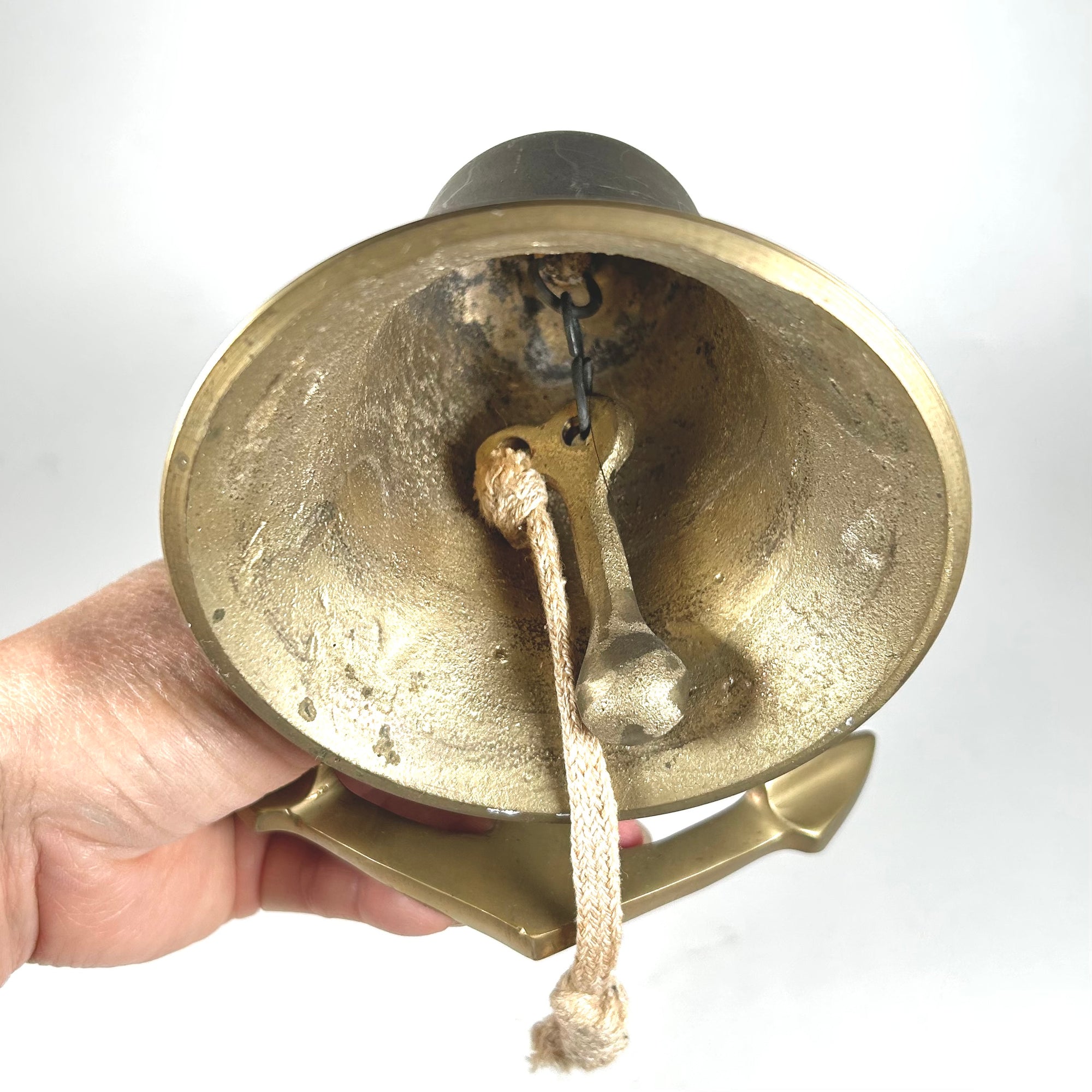 Vintage Wall Mounted Brass Bell with Anchor