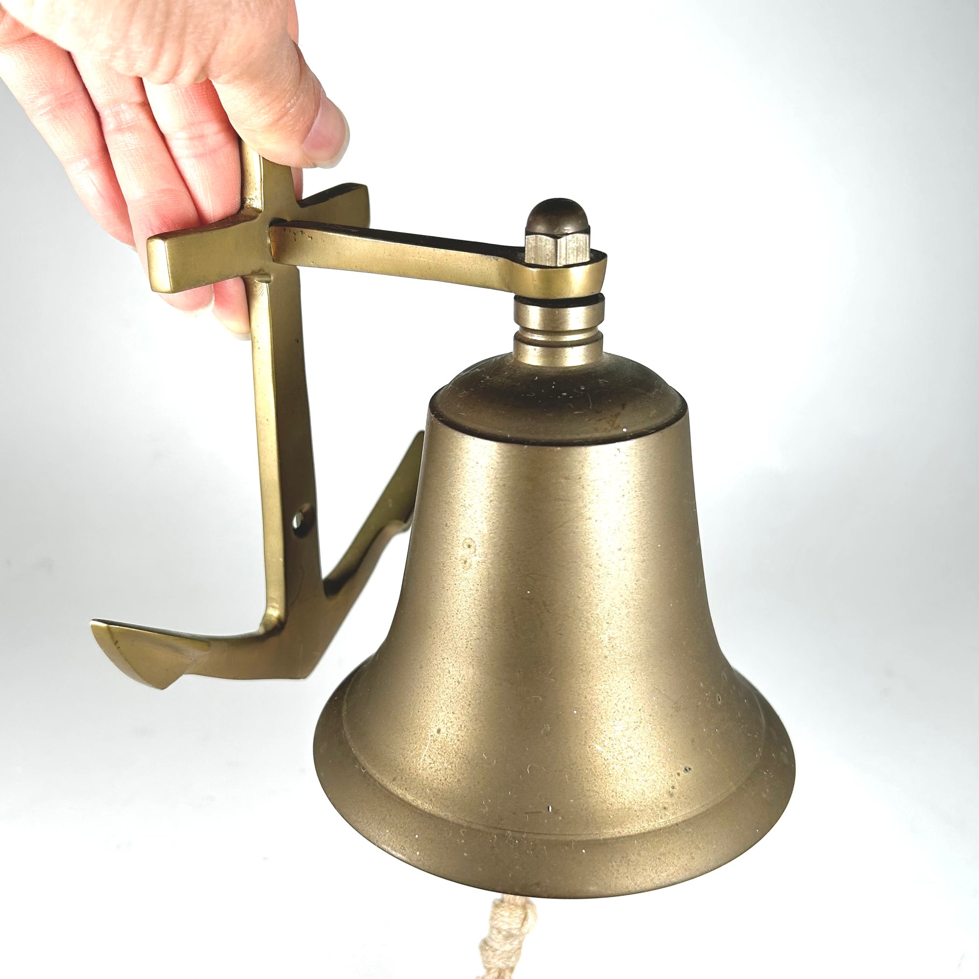 Vintage Wall Mounted Brass Bell with Anchor