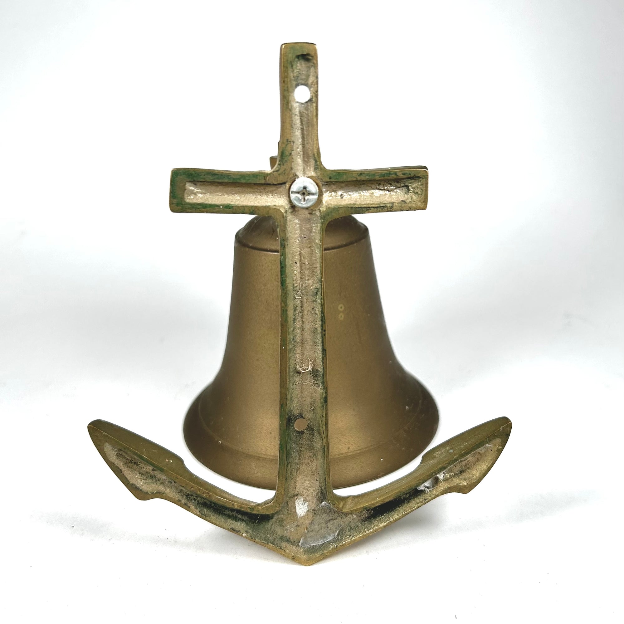 Vintage Wall Mounted Brass Bell with Anchor