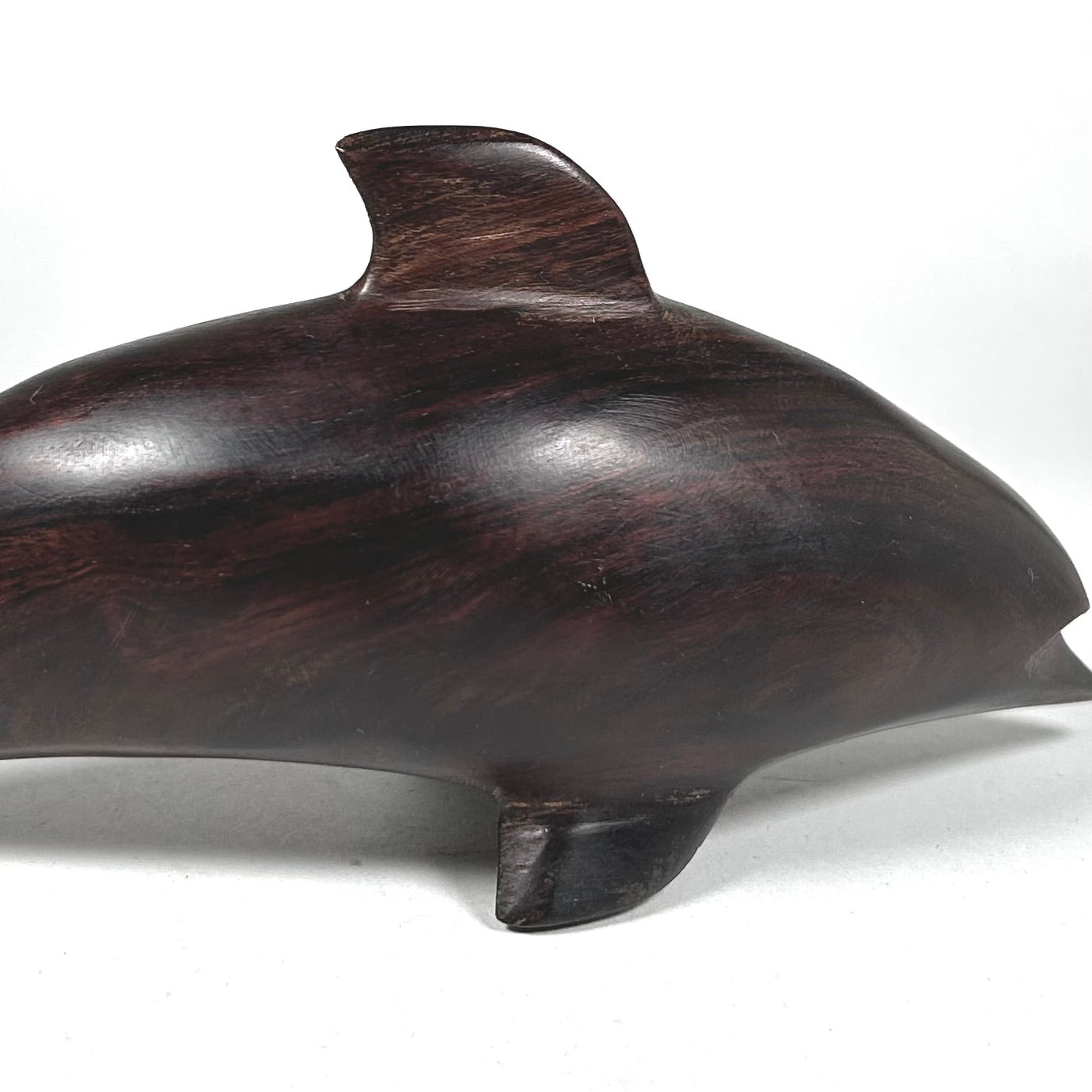 Carved Hardwood Dolphin Figure in Dark Wood