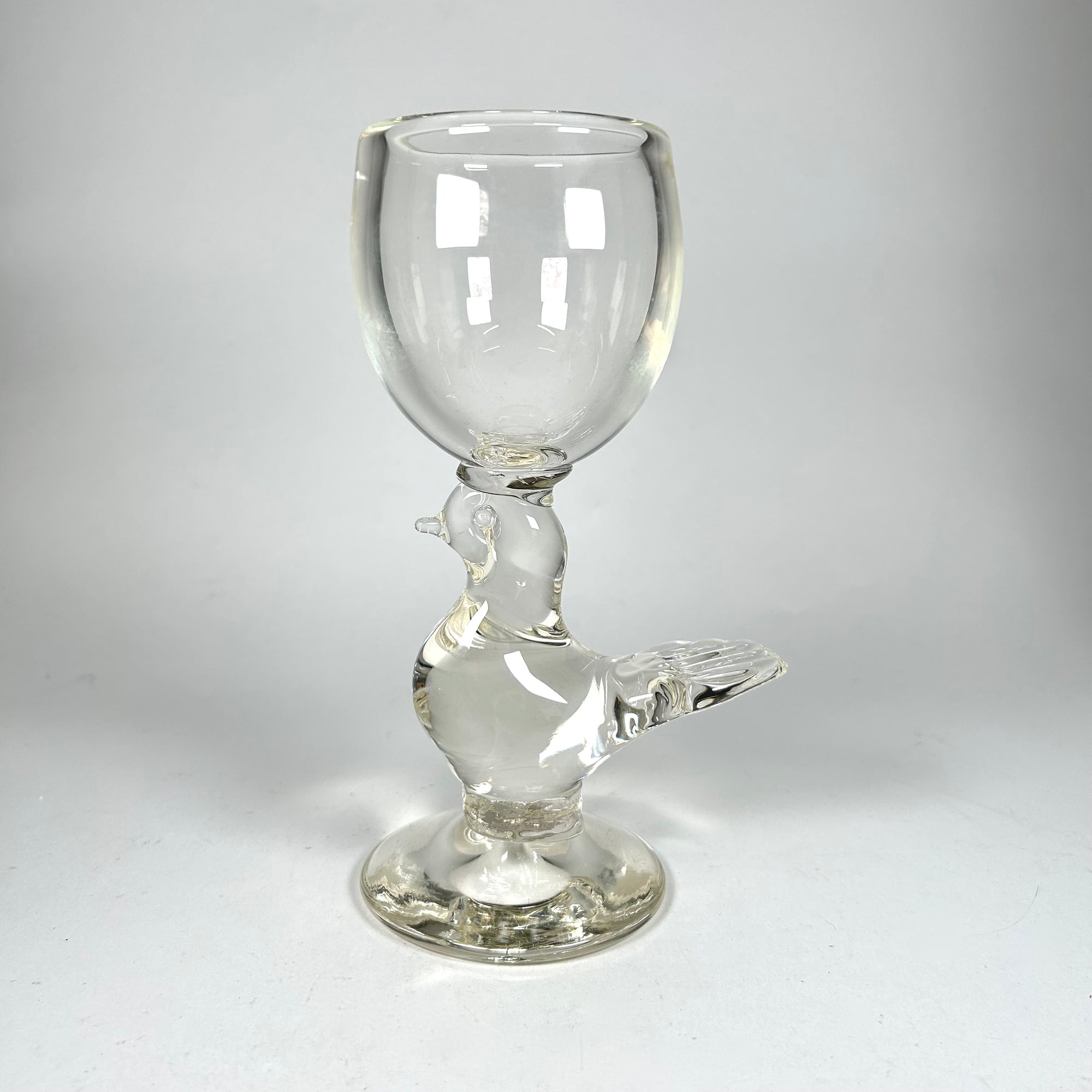 Art Glass Bird Tall Goblet Vase
