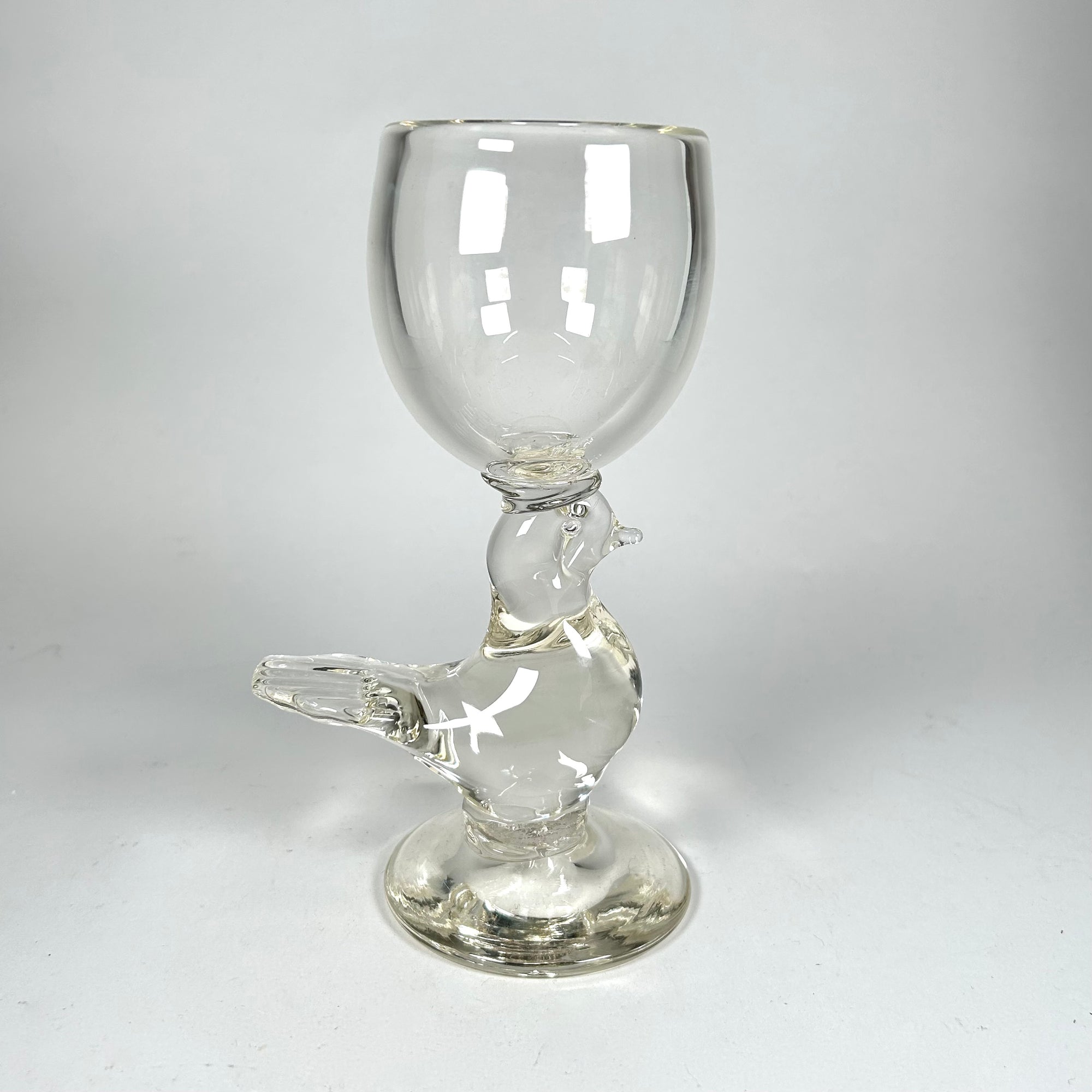Art Glass Bird Tall Goblet Vase