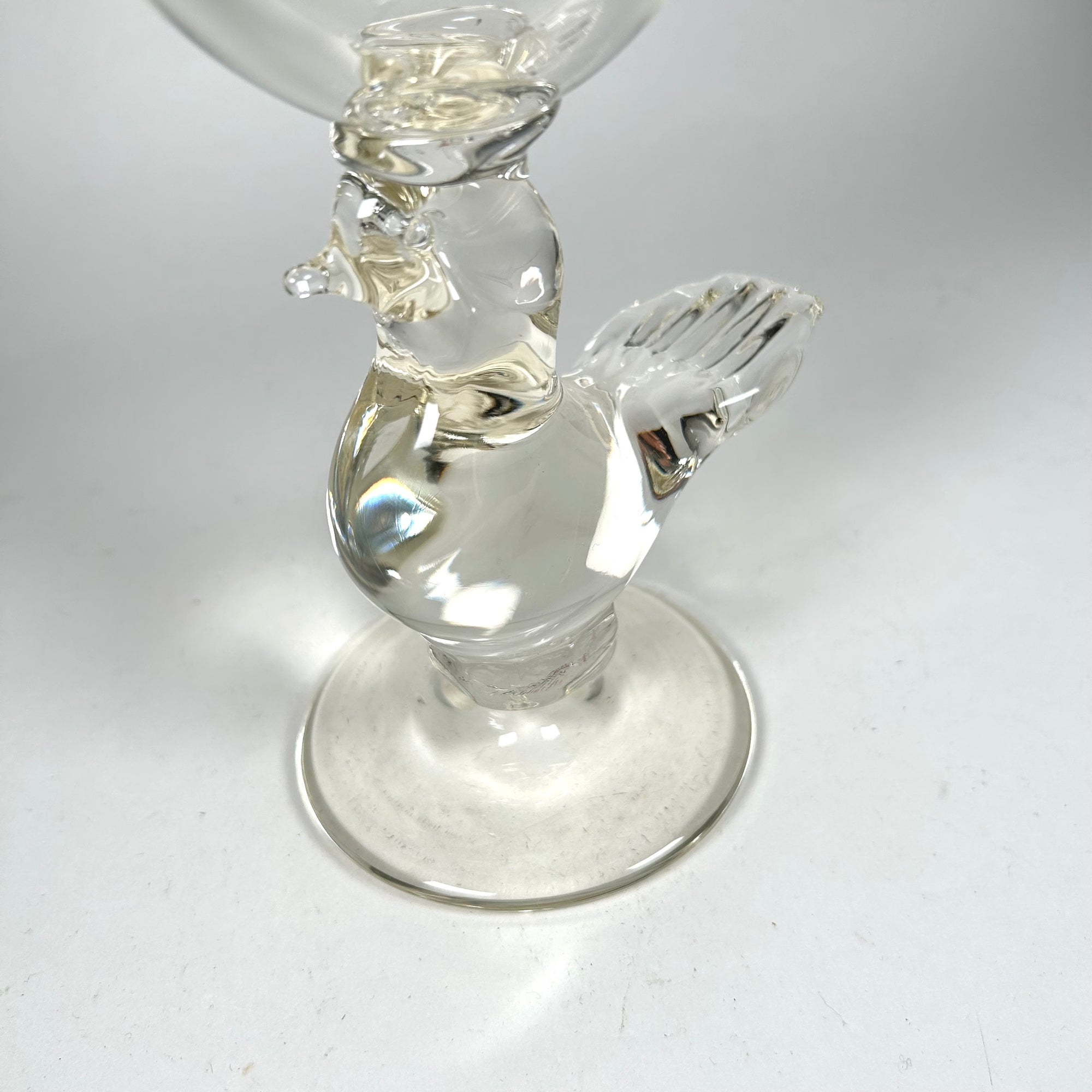 Art Glass Bird Tall Goblet Vase