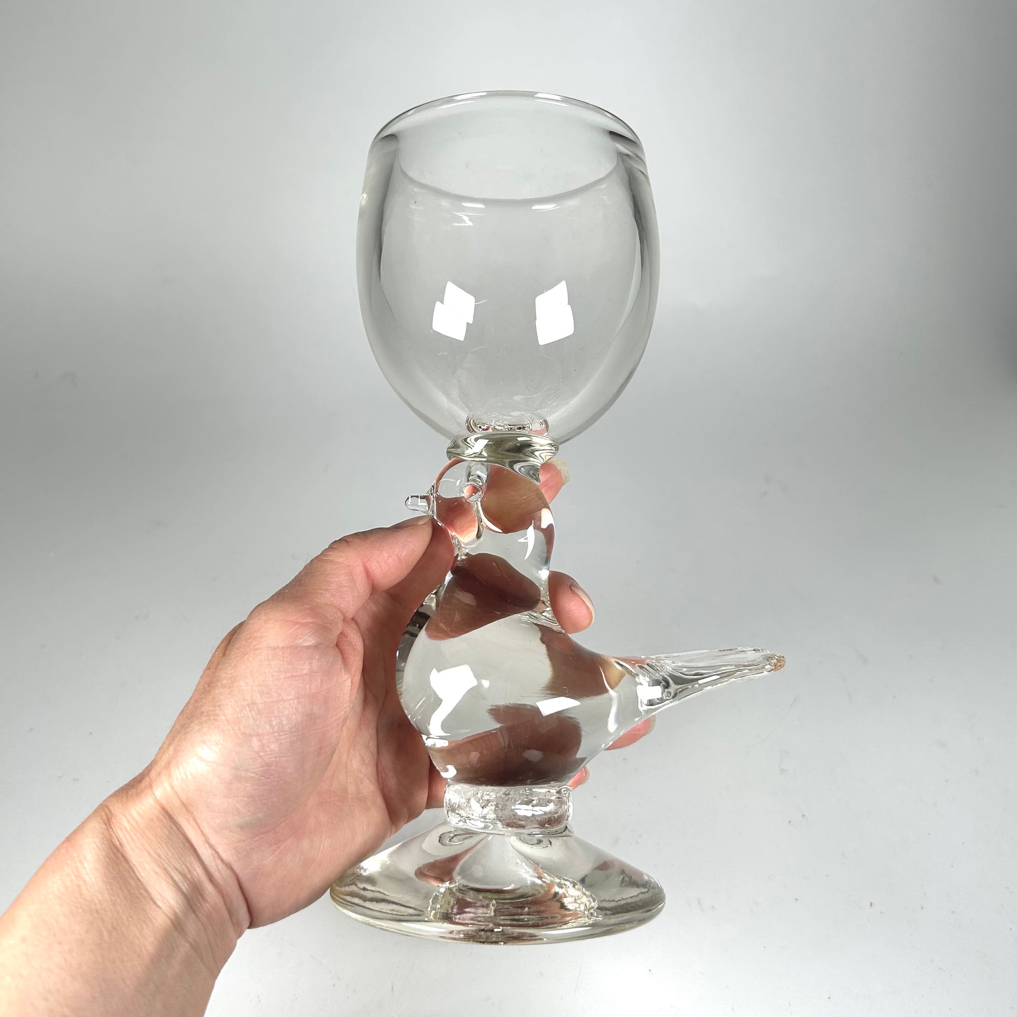 Art Glass Bird Tall Goblet Vase