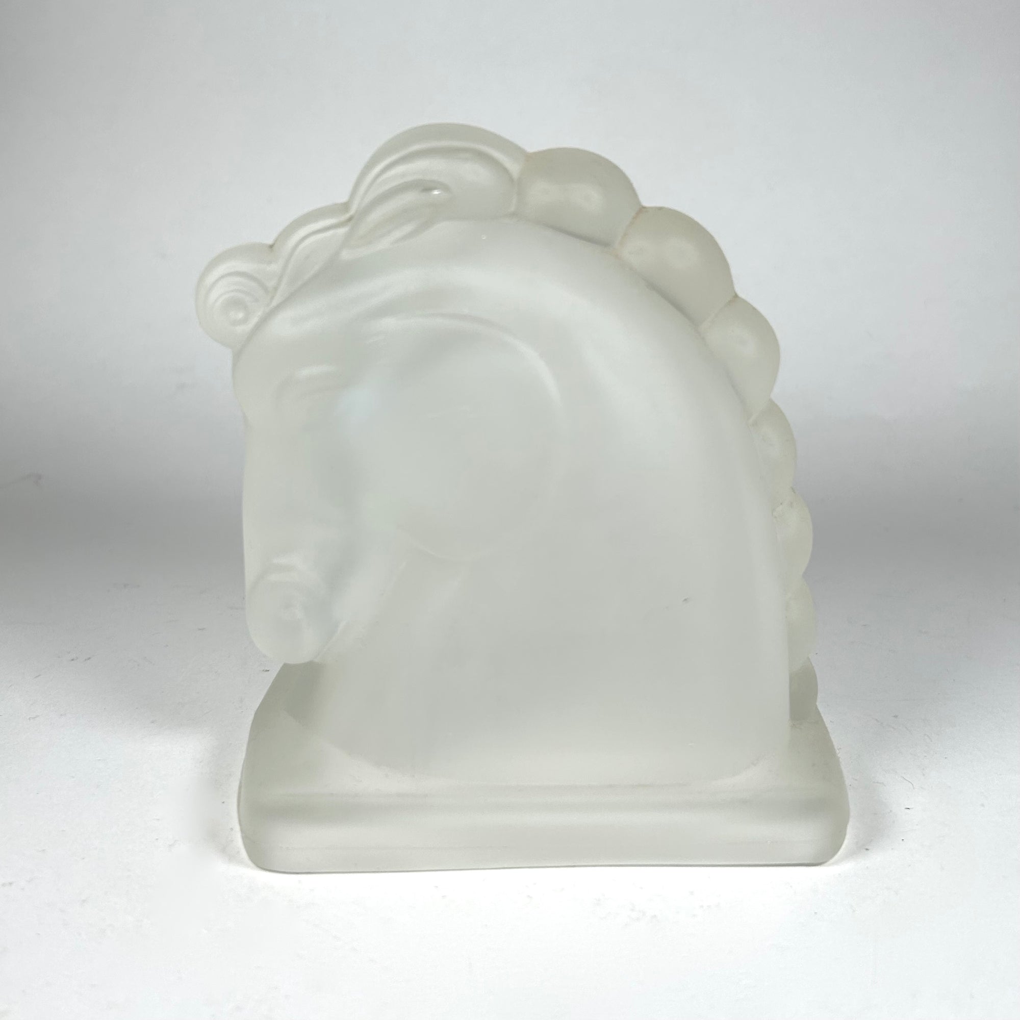 Art Deco Style Horse Head Single Bookend in Frosted Glass