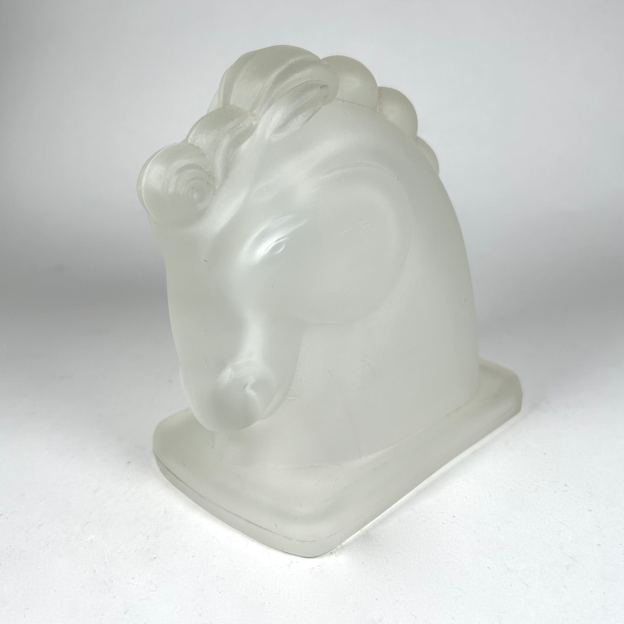 Art Deco Style Horse Head Single Bookend in Frosted Glass