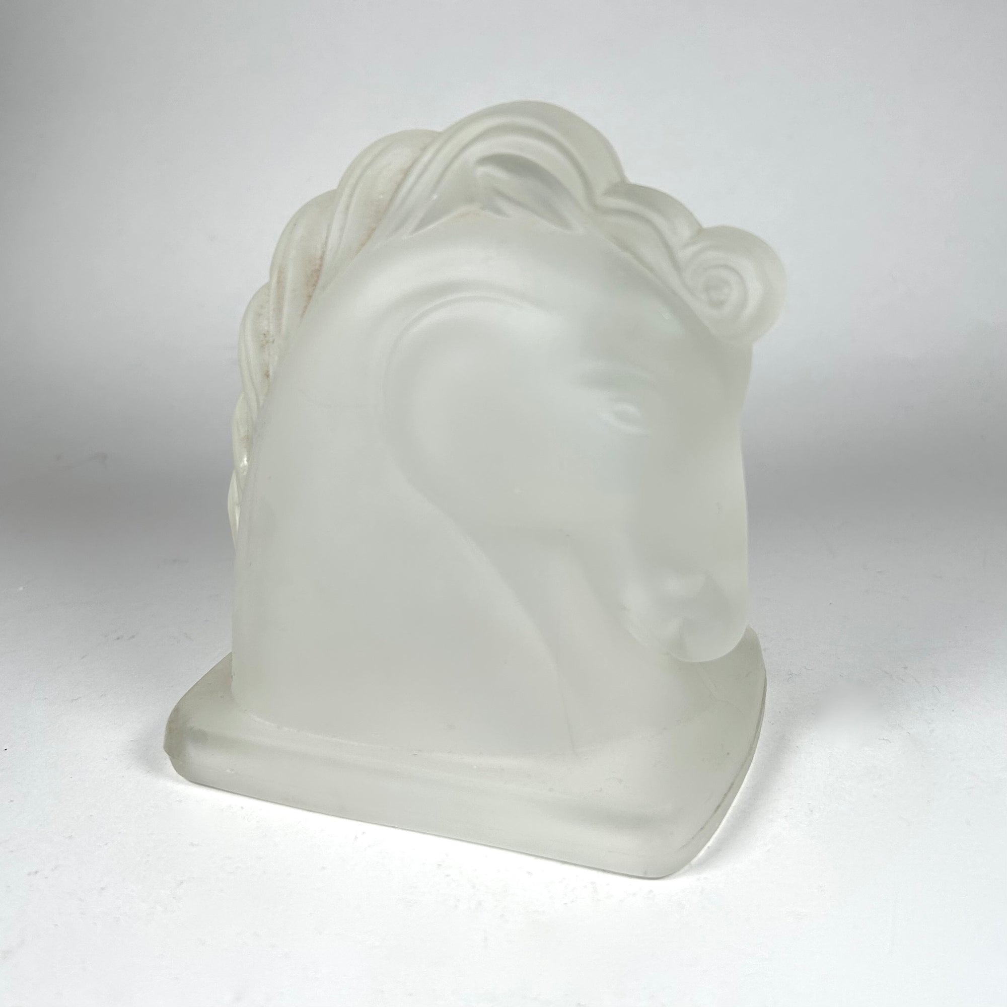 Art Deco Style Horse Head Single Bookend in Frosted Glass