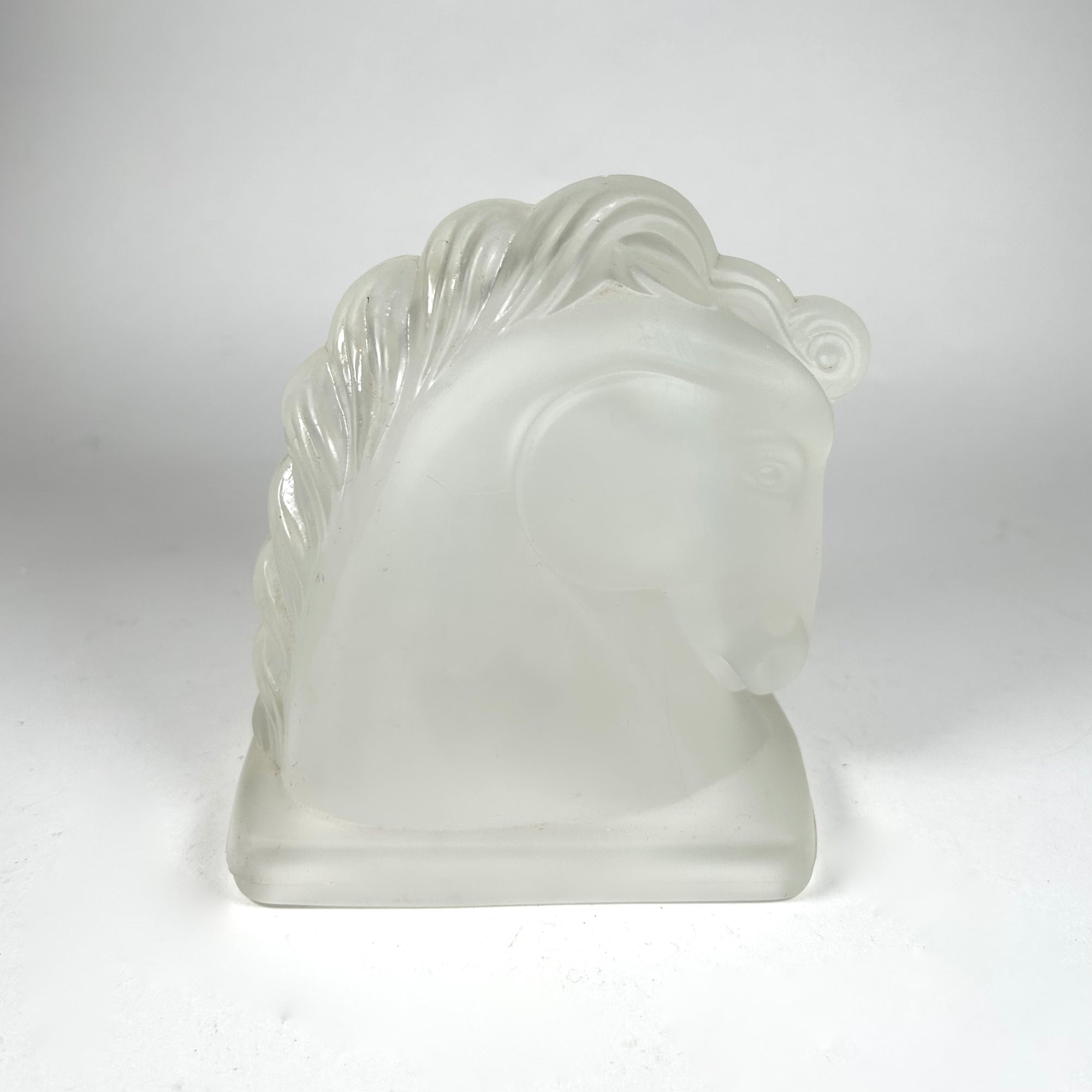 Art Deco Style Horse Head Single Bookend in Frosted Glass