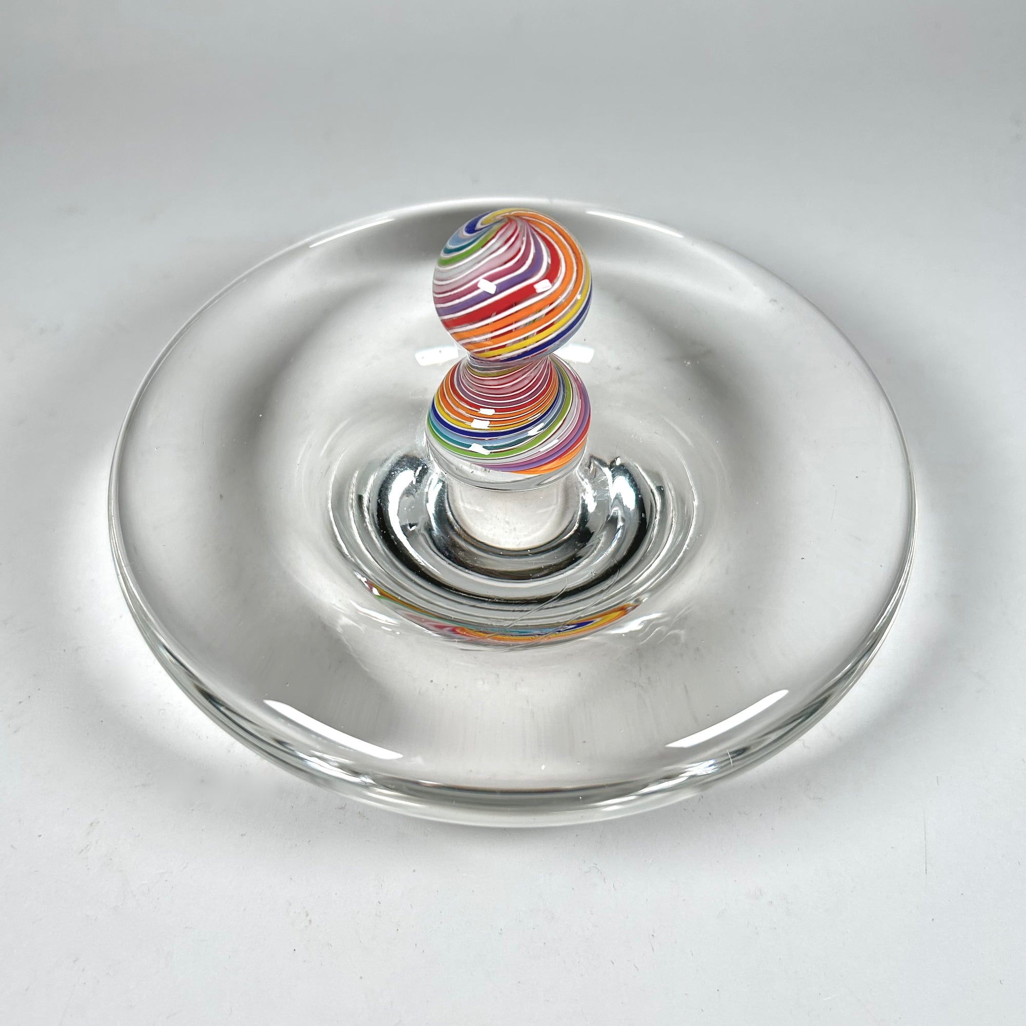 Art Glass Rainbow Swirl Glass Top Paperweight Desk Toy