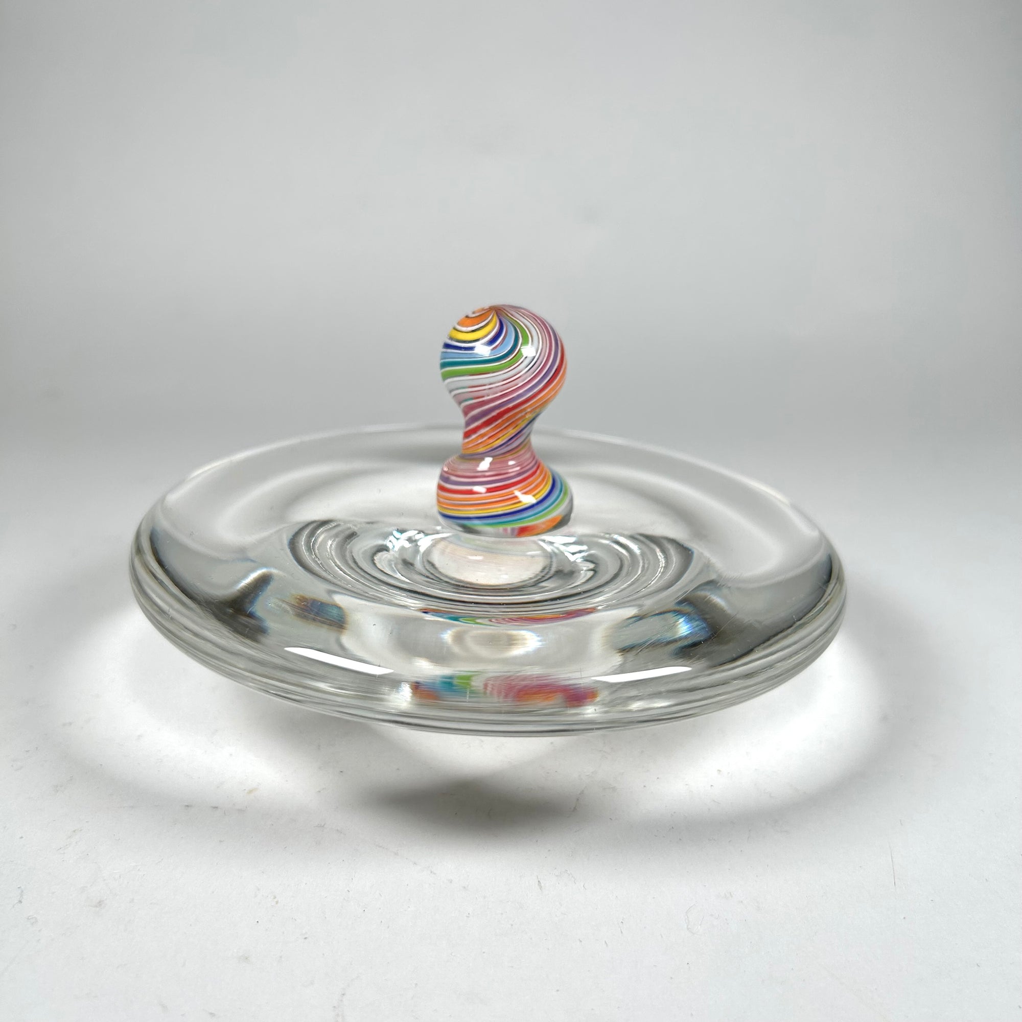 Art Glass Rainbow Swirl Glass Top Paperweight Desk Toy