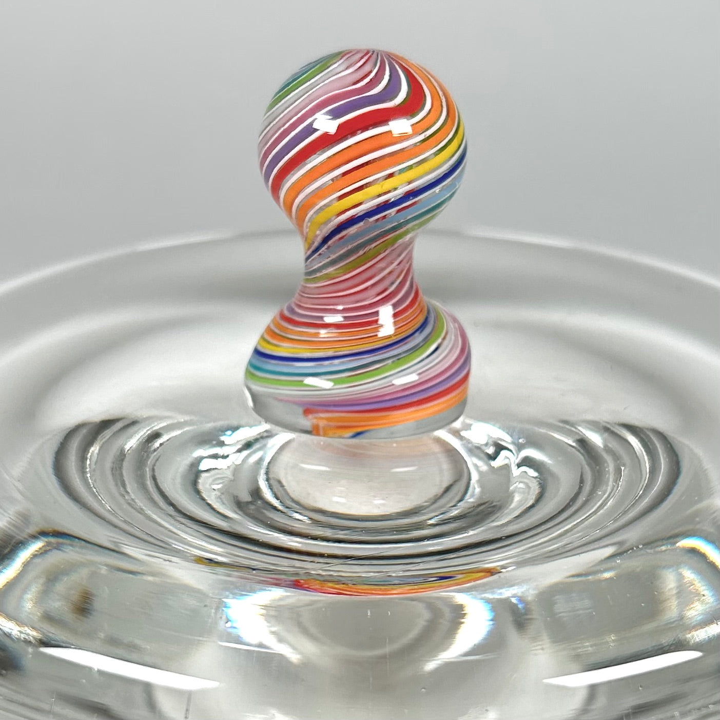 Art Glass Rainbow Swirl Glass Top Paperweight Desk Toy