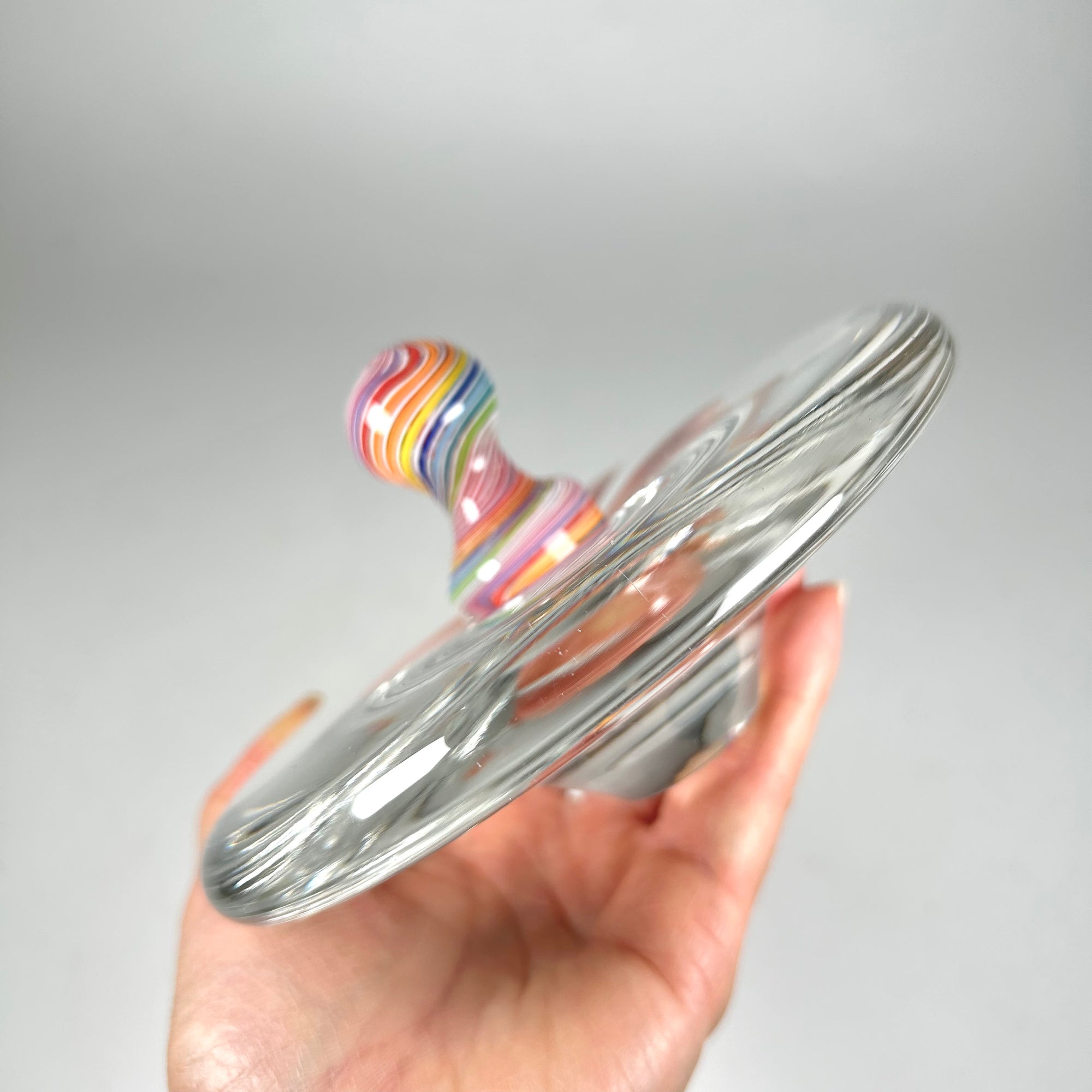 Art Glass Rainbow Swirl Glass Top Paperweight Desk Toy