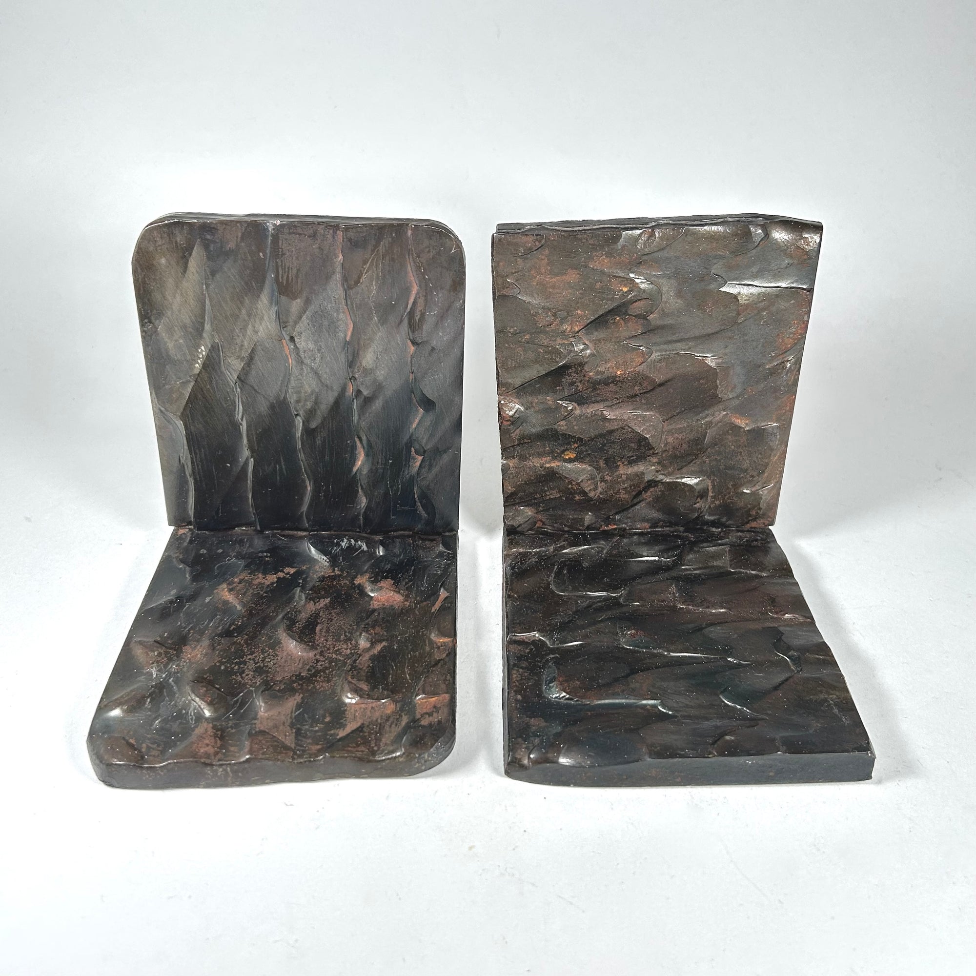 Unique Industrial Textured Heavy Metal Bookends