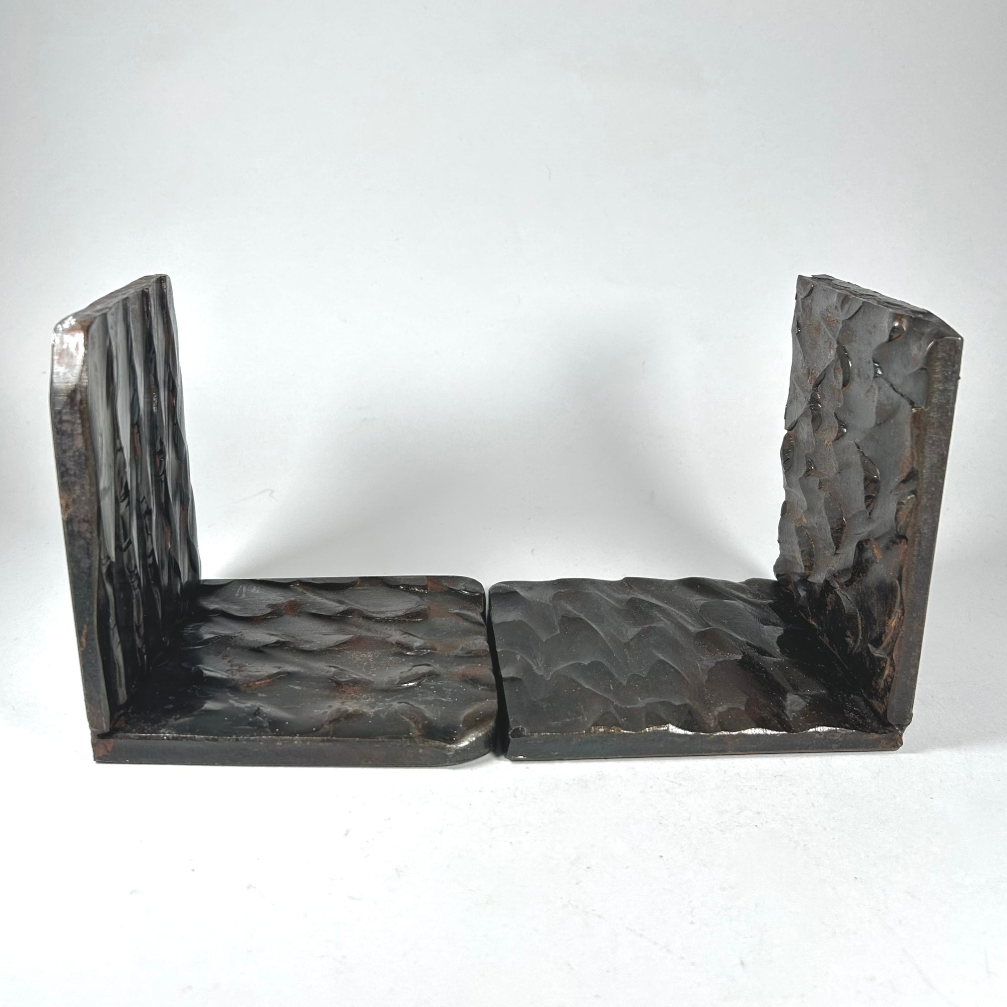 Unique Industrial Textured Heavy Metal Bookends