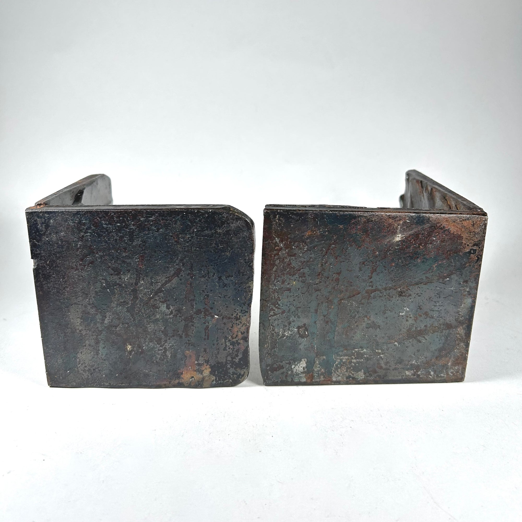 Unique Industrial Textured Heavy Metal Bookends