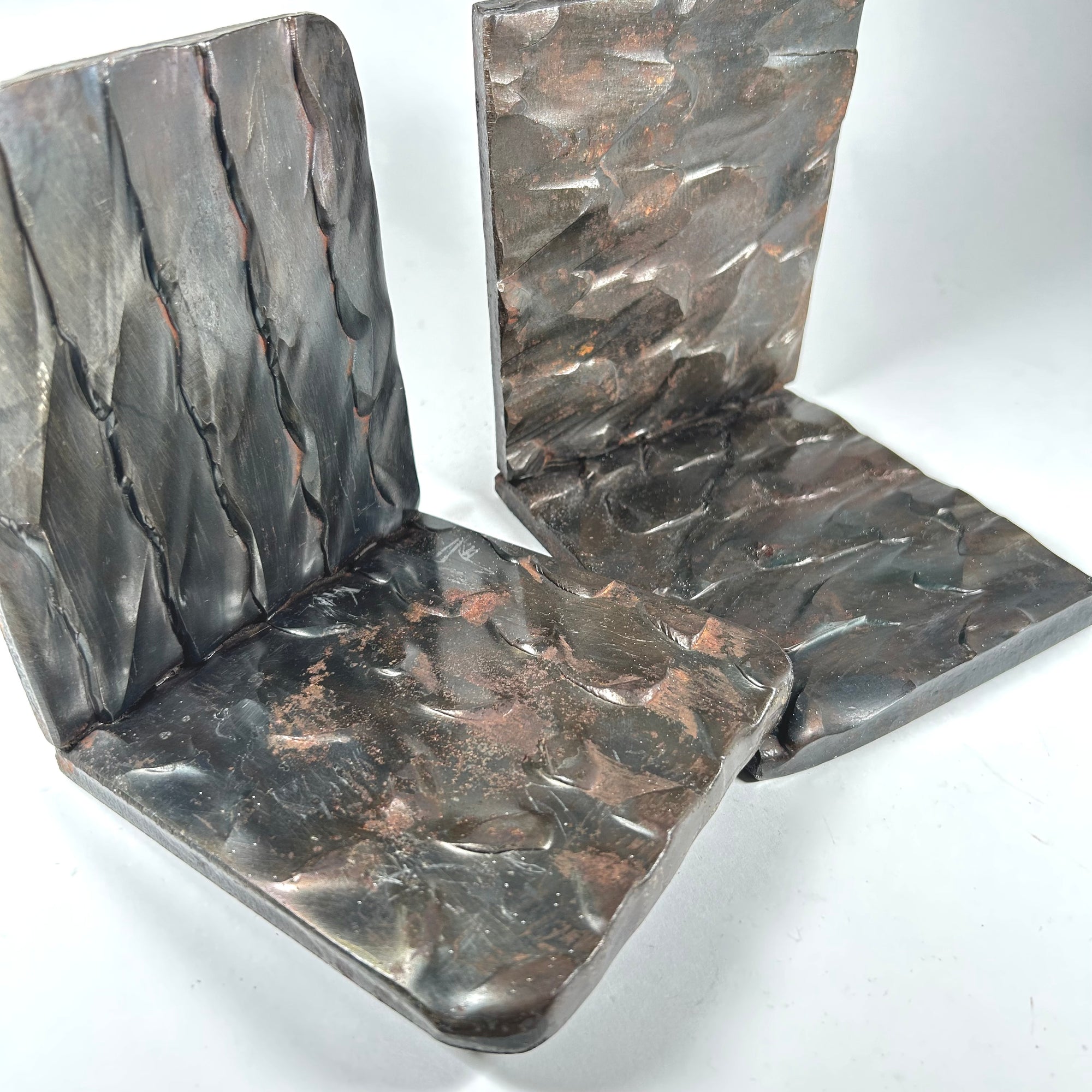 Unique Industrial Textured Heavy Metal Bookends