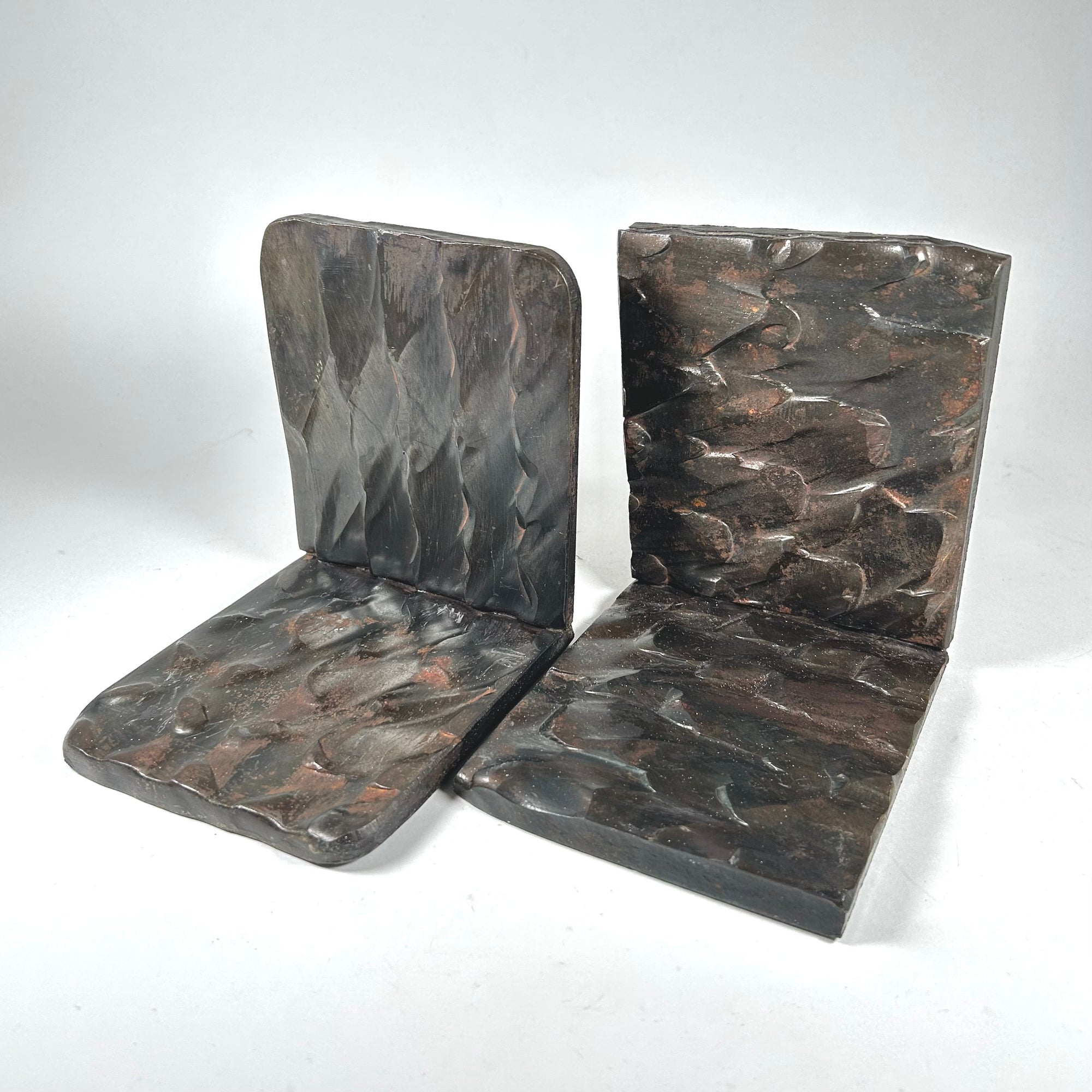 Unique Industrial Textured Heavy Metal Bookends