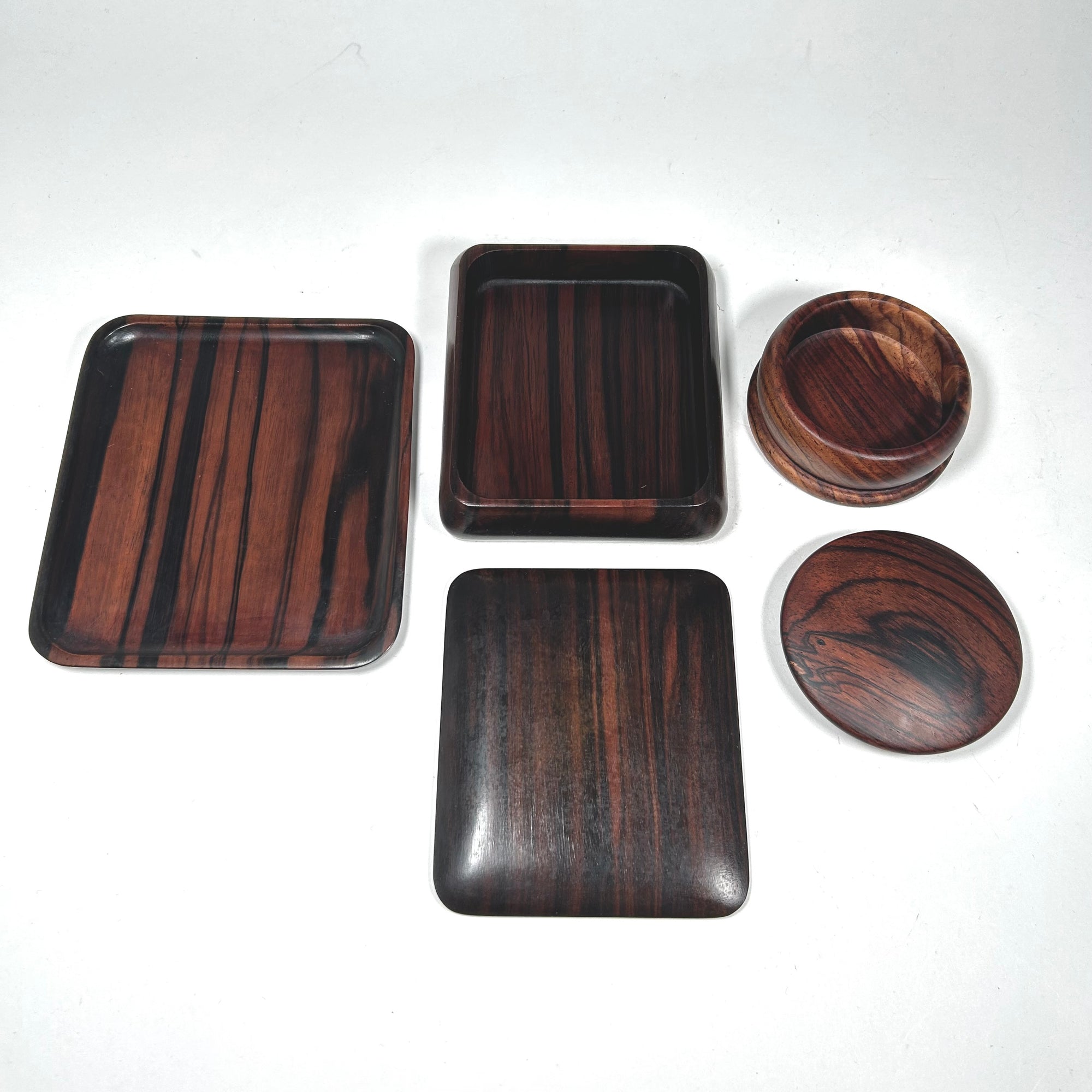 Vintage Wood Desk Set with Two Small Boxes and Tray